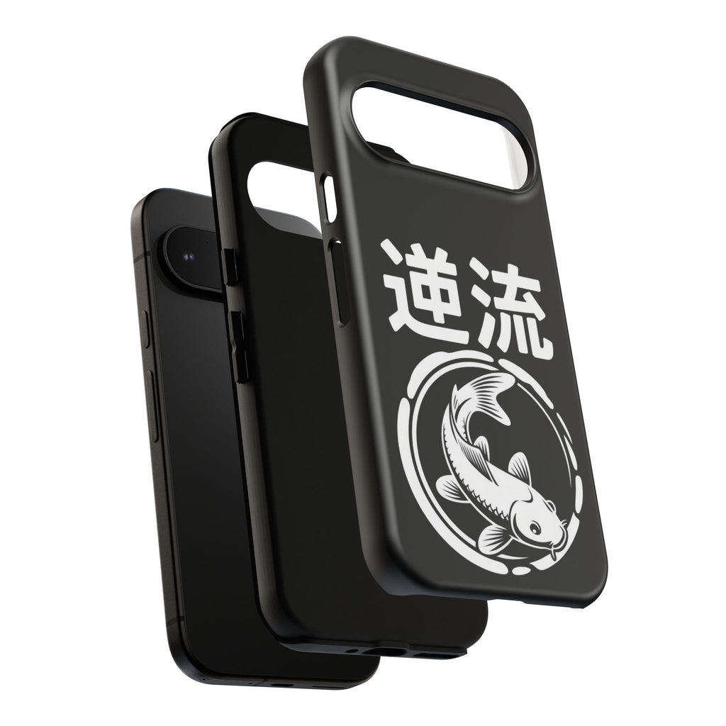 Koi '逆流' Tough Phone Case — Black Protective iPhone Cover - 80s Design