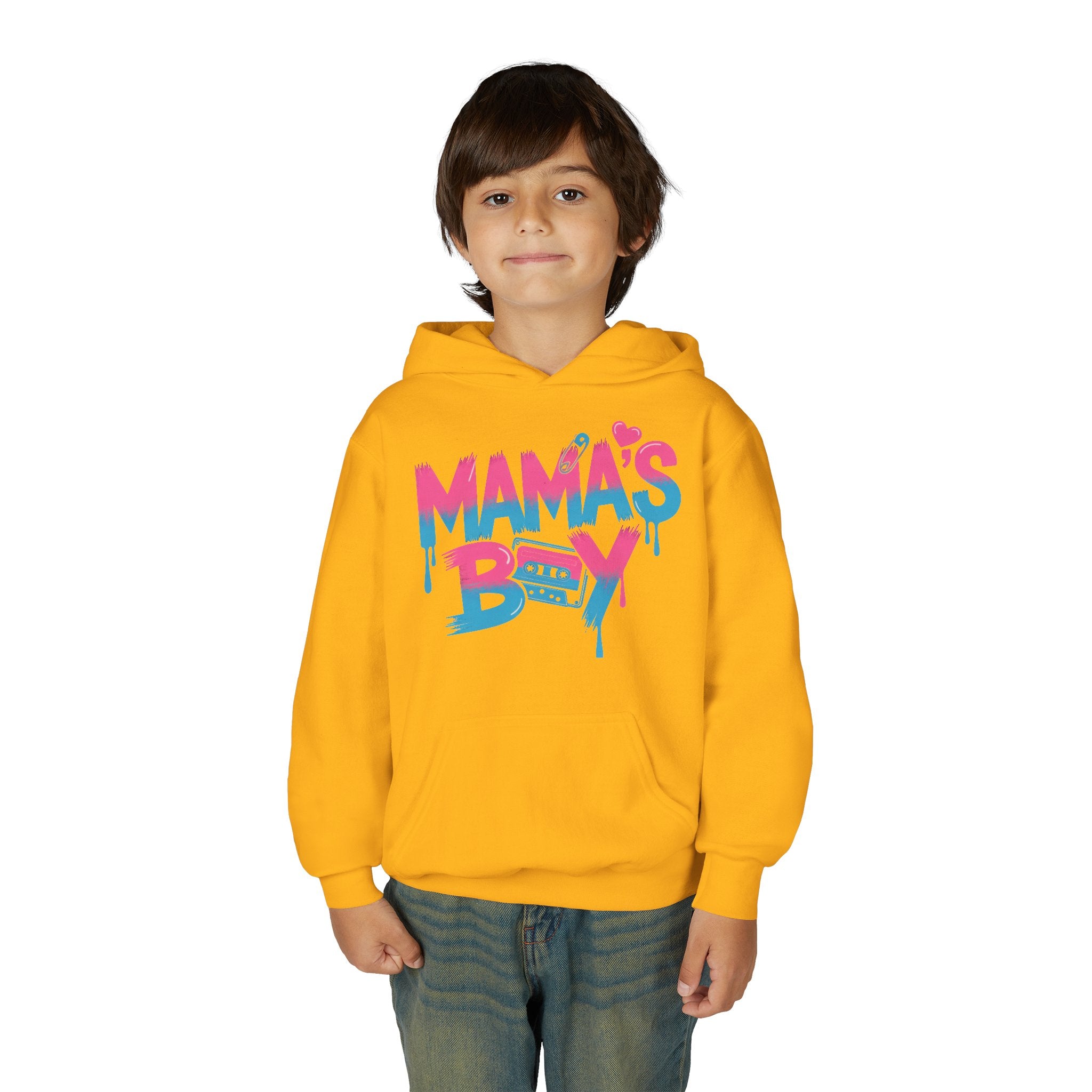 Youth Hoodie — "Mama's Boy" Colorful Drip Graphic Sweatshirt 80s Retro Style