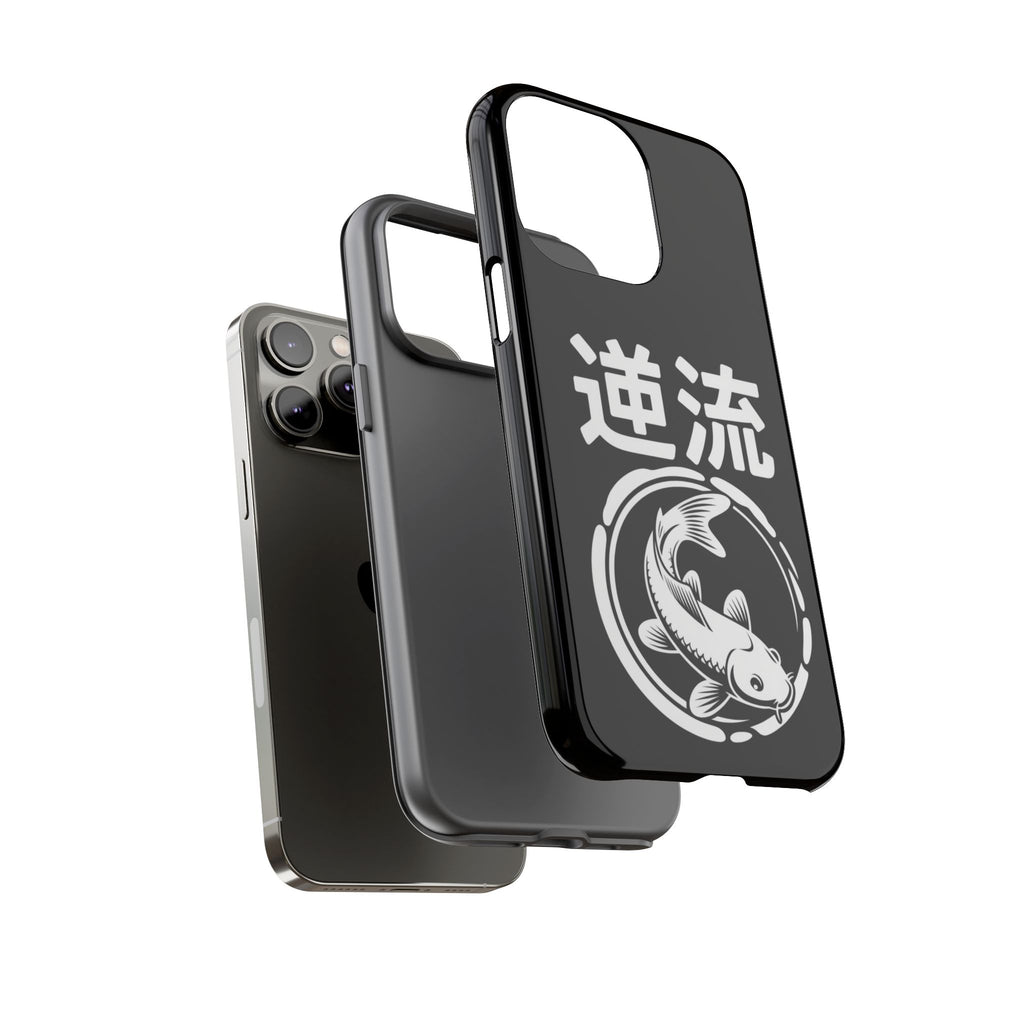 Koi '逆流' Tough Phone Case — Black Protective iPhone Cover - 80s Design