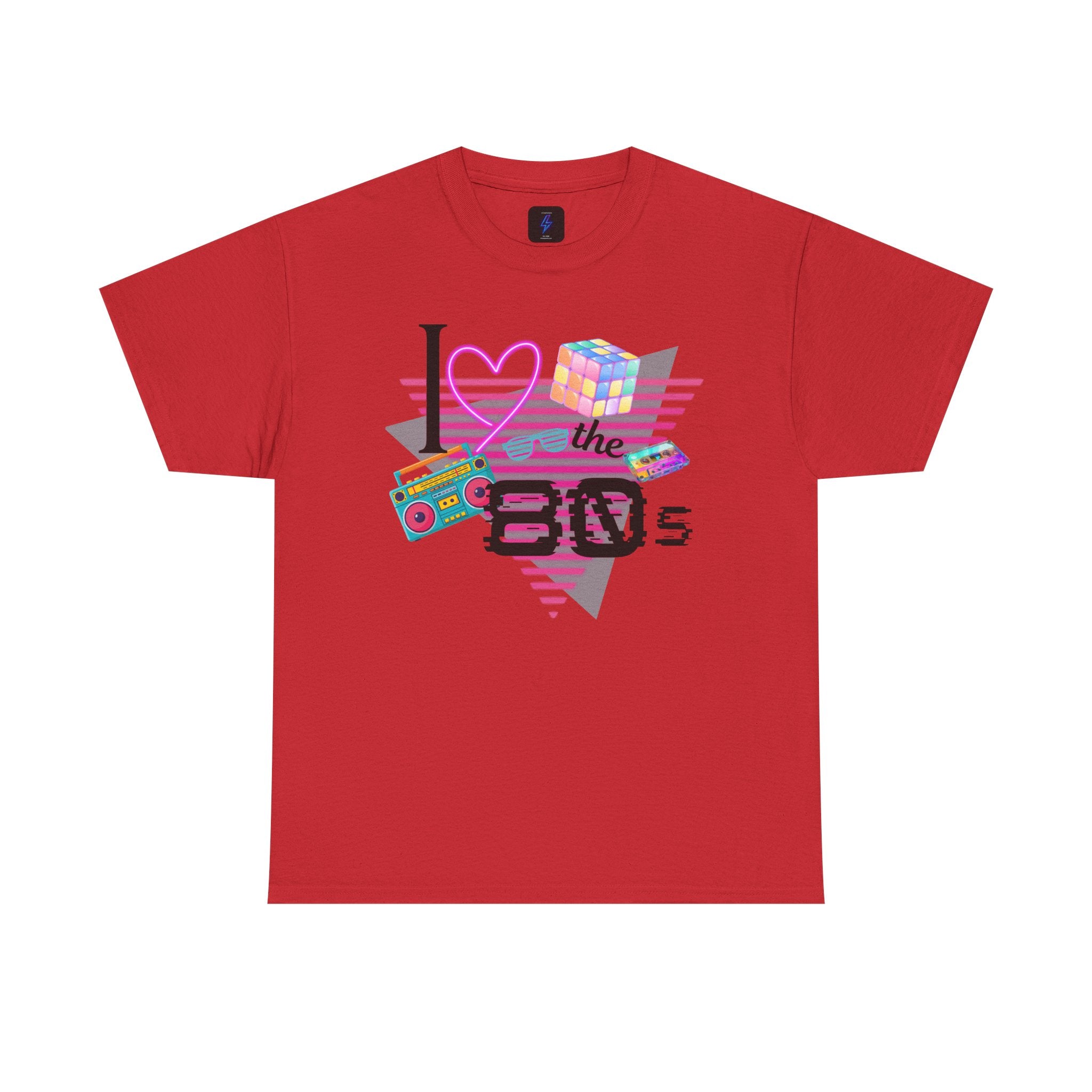 I Love the 80s T-Shirt — Retro Cassette, Rubik’s Cube & Neon Vintage Tee