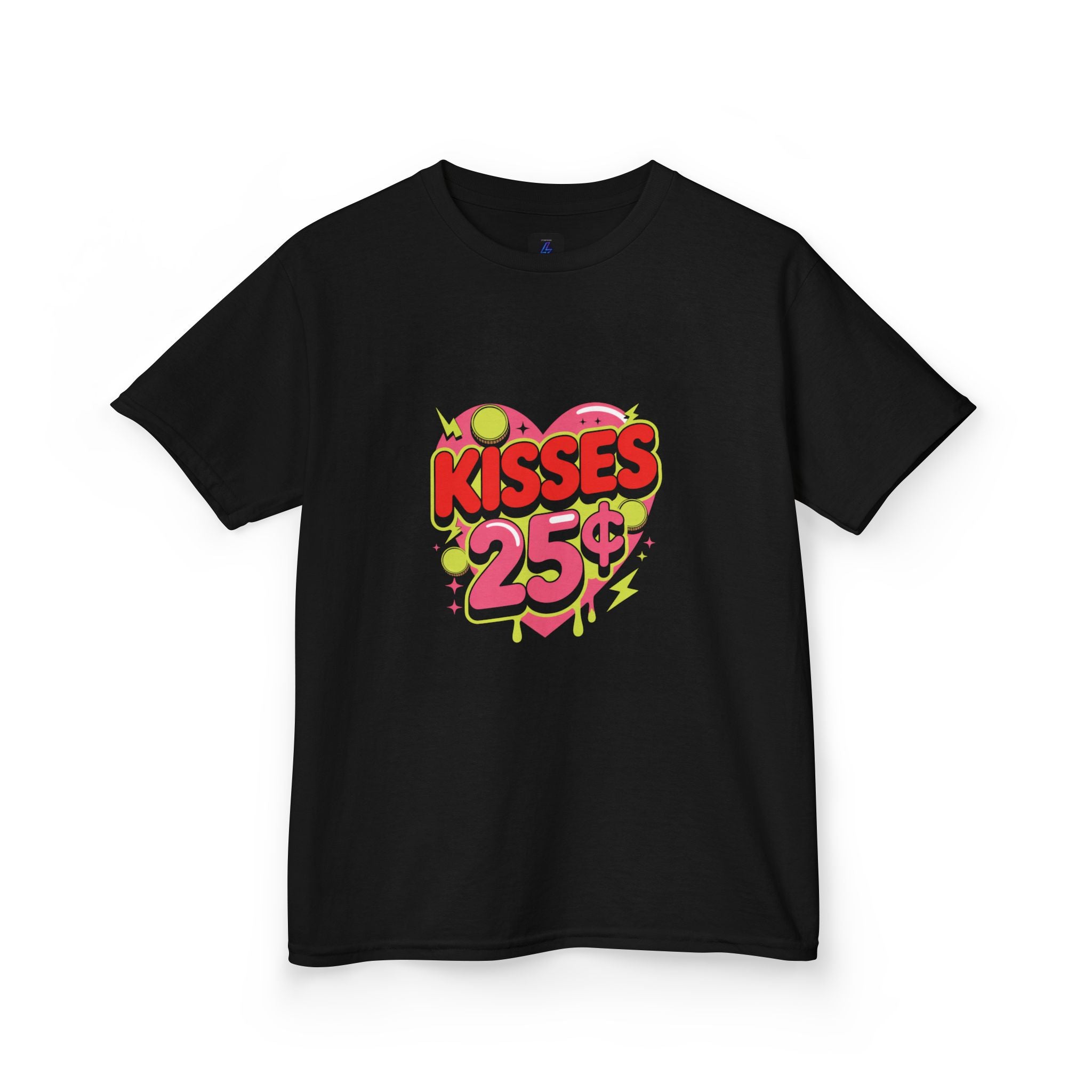 Kids T-Shirt — "Kisses 25" Retro Valentine Heart Tee 80s Retro