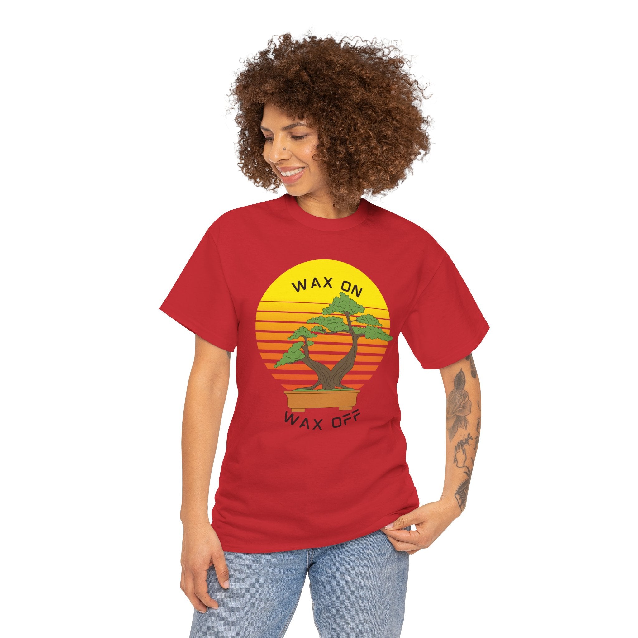 Wax On Wax Off Bonsai Tee — Retro Sunset Martial Arts T‑Shirt K-Kid Retro 80's
