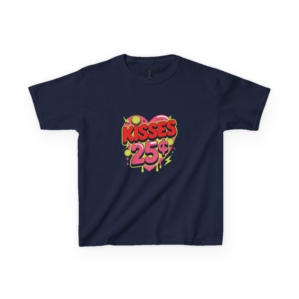 Kids T-Shirt — "Kisses 25" Retro Valentine Heart Tee 80s Retro