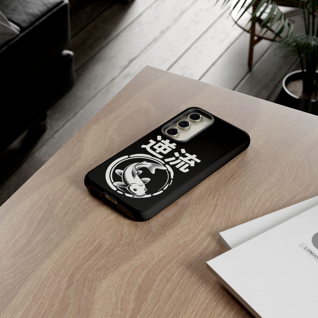 Koi '逆流' Tough Phone Case — Black Protective iPhone Cover - 80s Design
