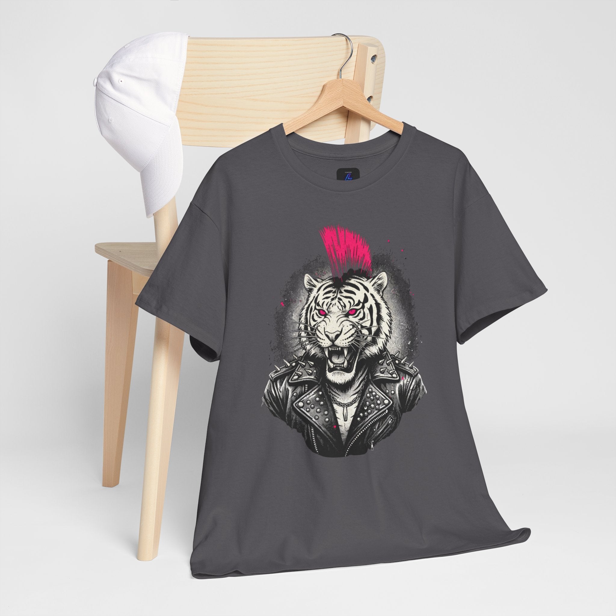 Punk Rock Tiger T-Shirt — Mohawk Tiger Graphic Tee 80's Fashion Rebel