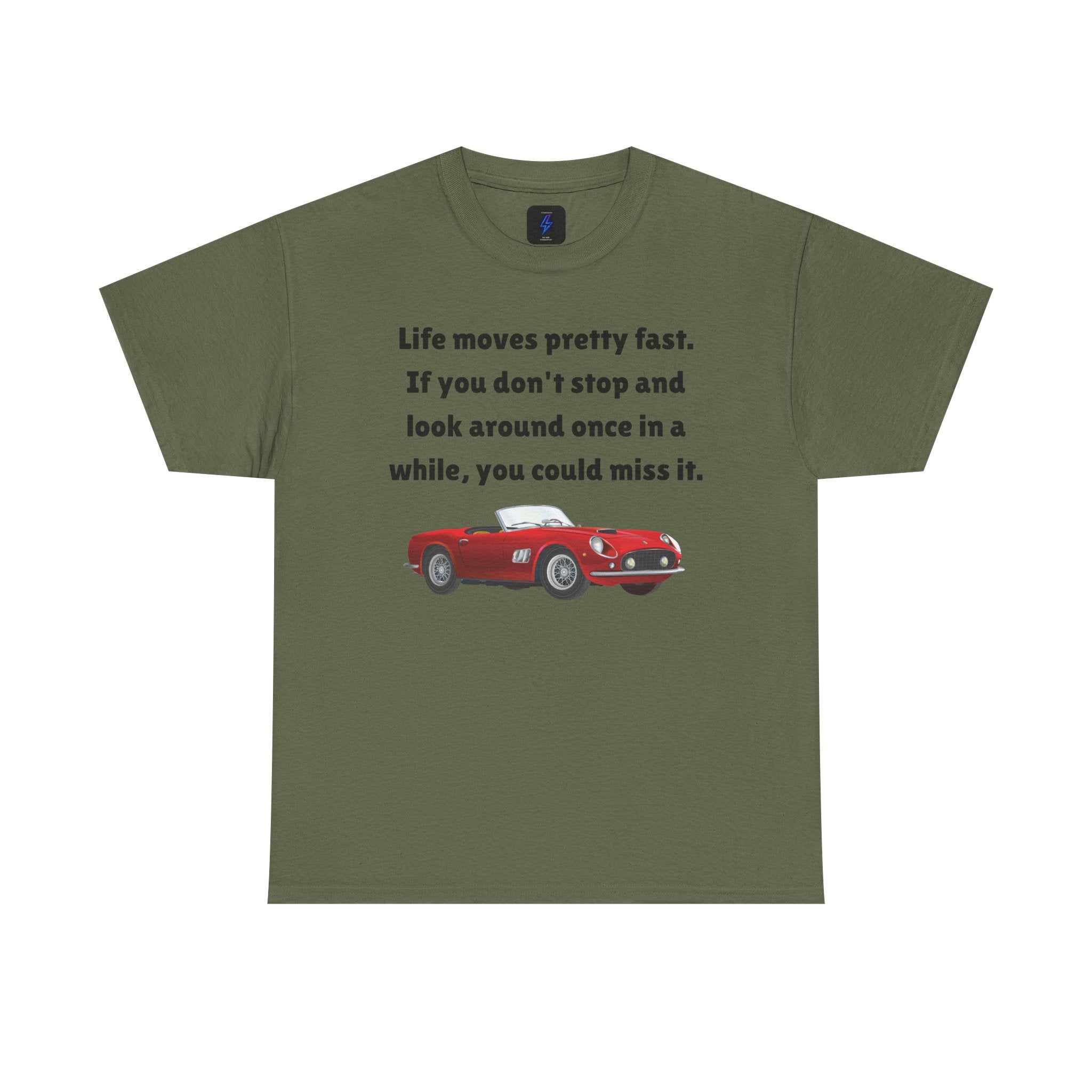 Life Moves Pretty Fast Tee — Vintage Red Sports Car Quote T-Shirt 80's Retro Fashion