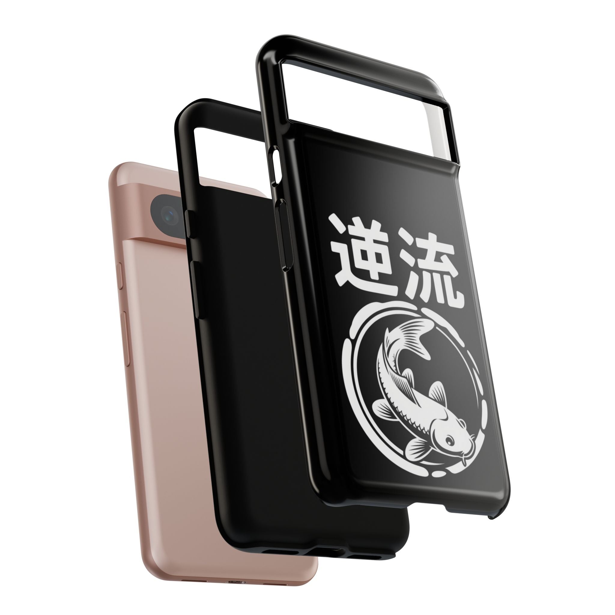 Koi '逆流' Tough Phone Case — Black Protective iPhone Cover - 80s Design