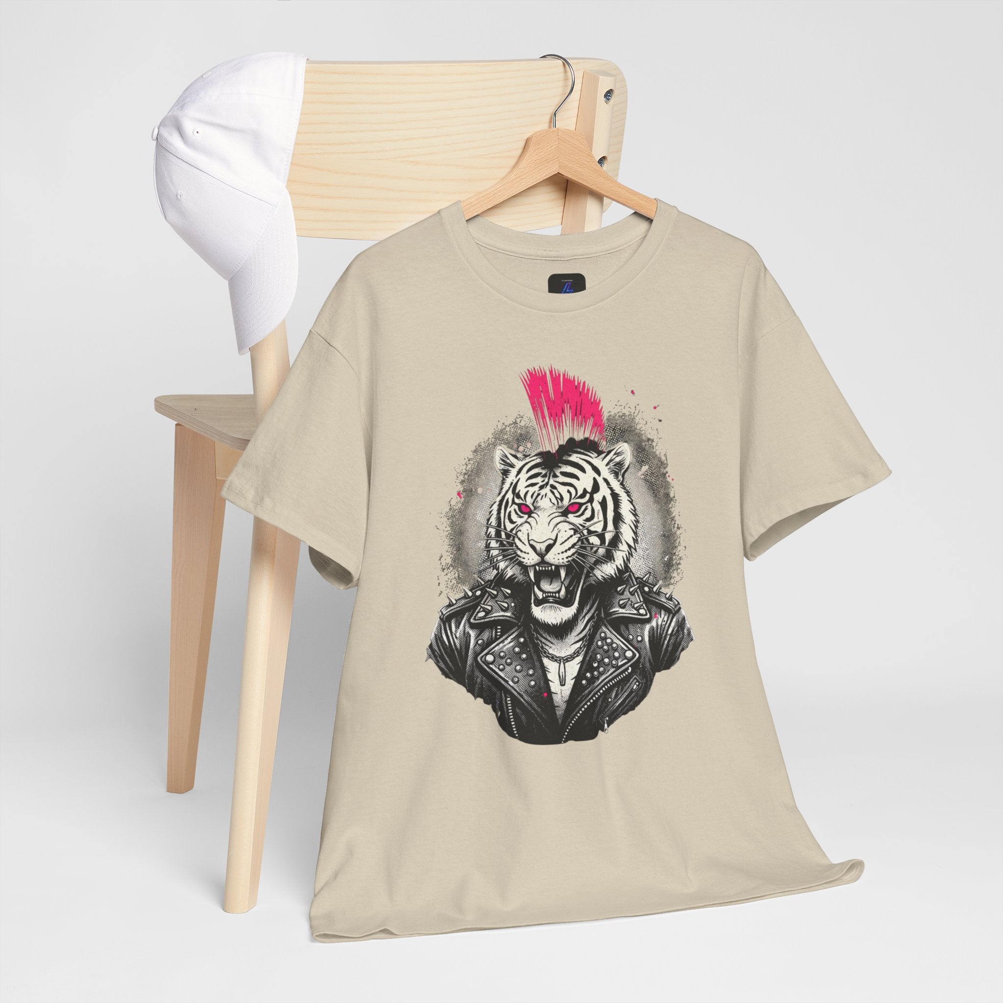 Punk Rock Tiger T-Shirt — Mohawk Tiger Graphic Tee 80's Fashion Rebel