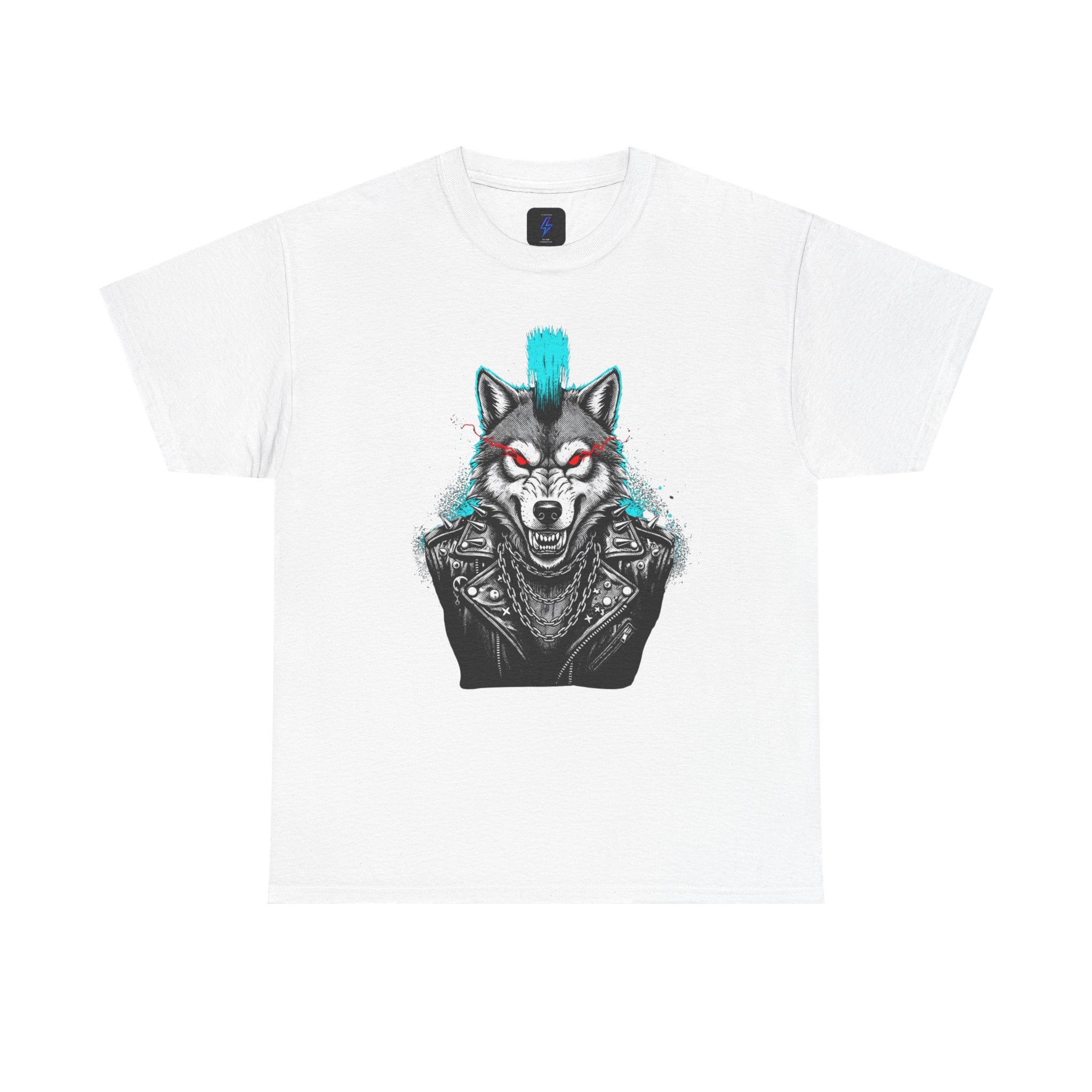 Wolf Punk Graphic Tee — Fierce Tribal Wolf Illustration T-Shirt 80's Rebel Fashion
