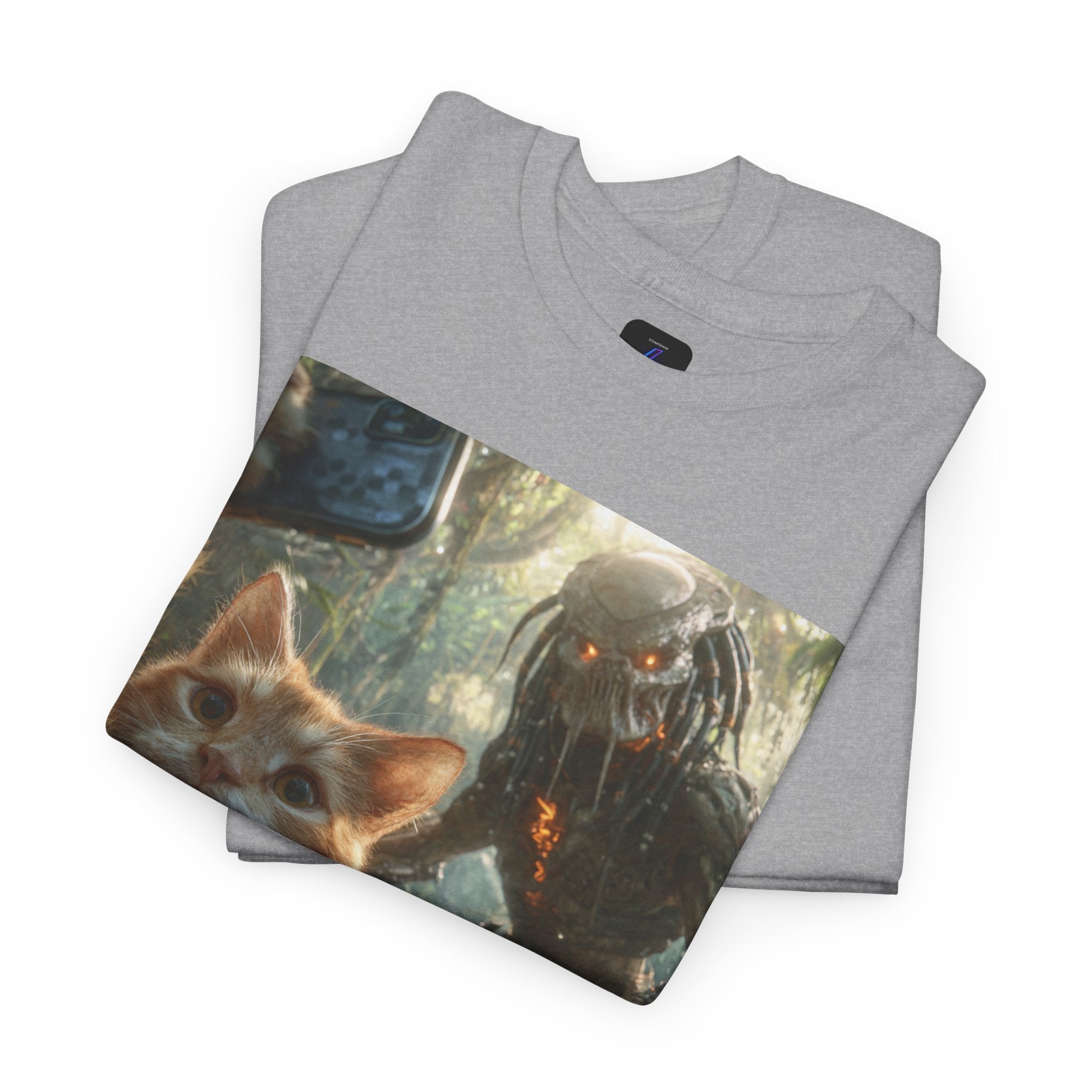Cat Selfie with Monster Tee | Fantasy Creature Forest Shirt