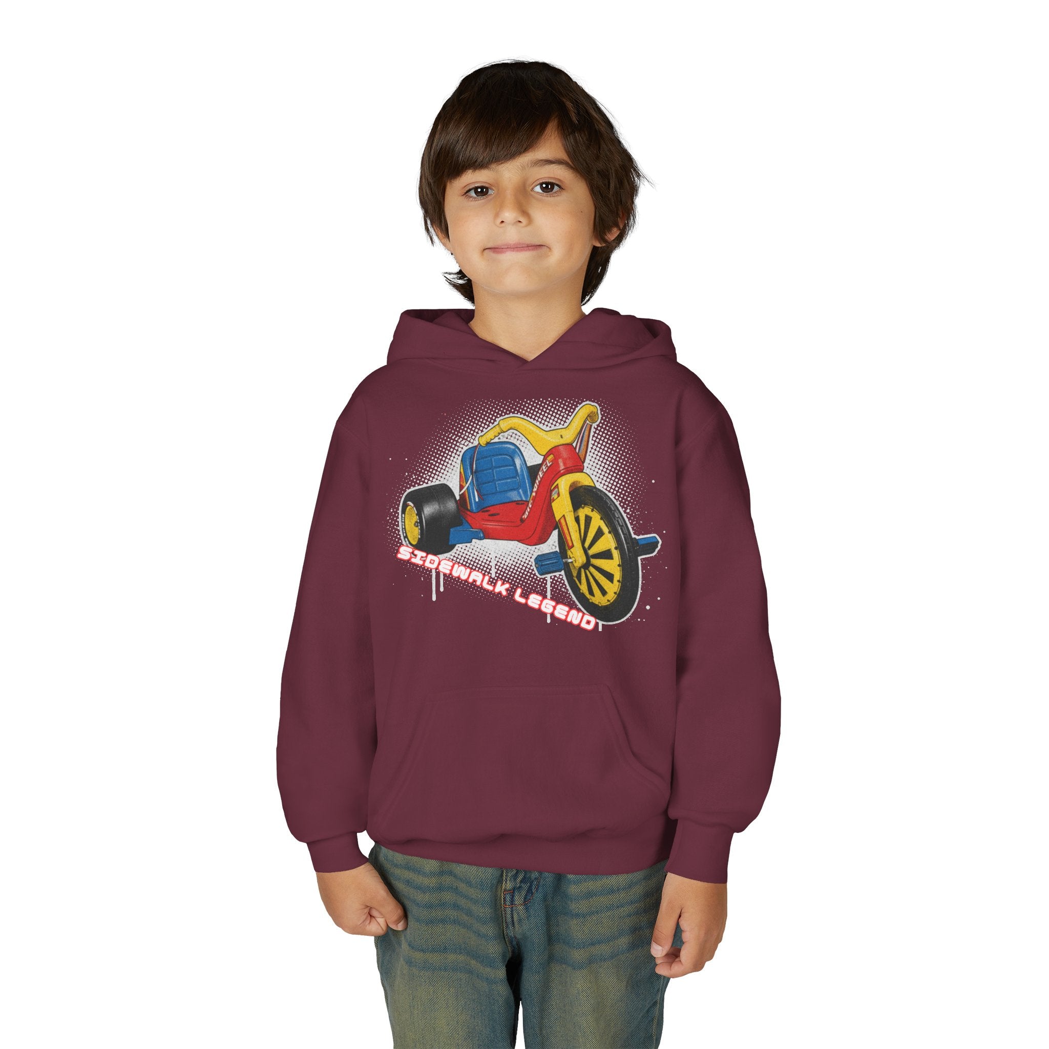 Kids Tricycle Graphic Hoodie — Retro Ride Design (Youth) 80s Fashion