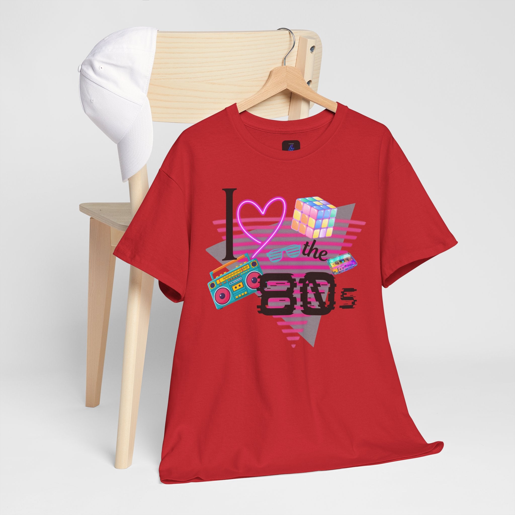 I Love the 80s T-Shirt — Retro Cassette, Rubik’s Cube & Neon Vintage Tee