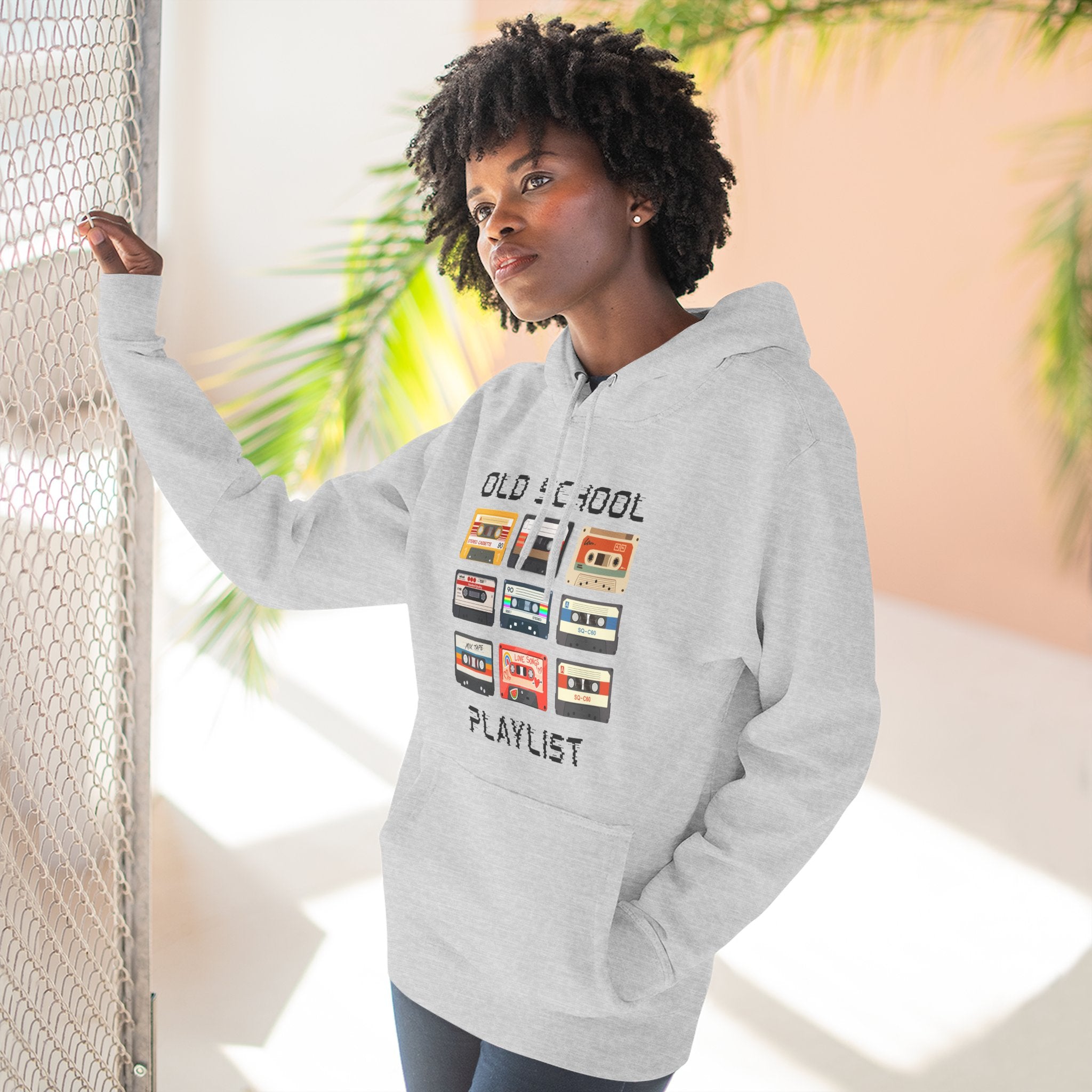 Old School Playlist Hoodie — Retro 80s Cassette Tape Graphic Pullover