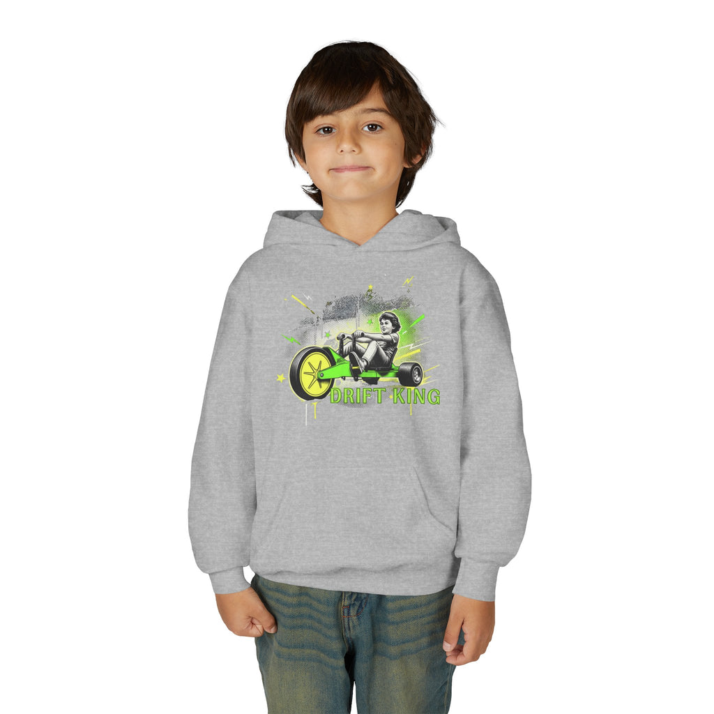 Drift King Youth Hoodie - Go-Kart Racing Graphic Sweatshirt 80s Fashion Design