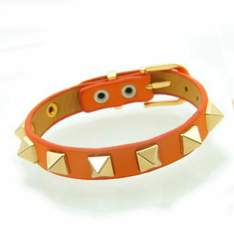 Punk 8 Rivets Adjustable PU Leather Belt Bracelet