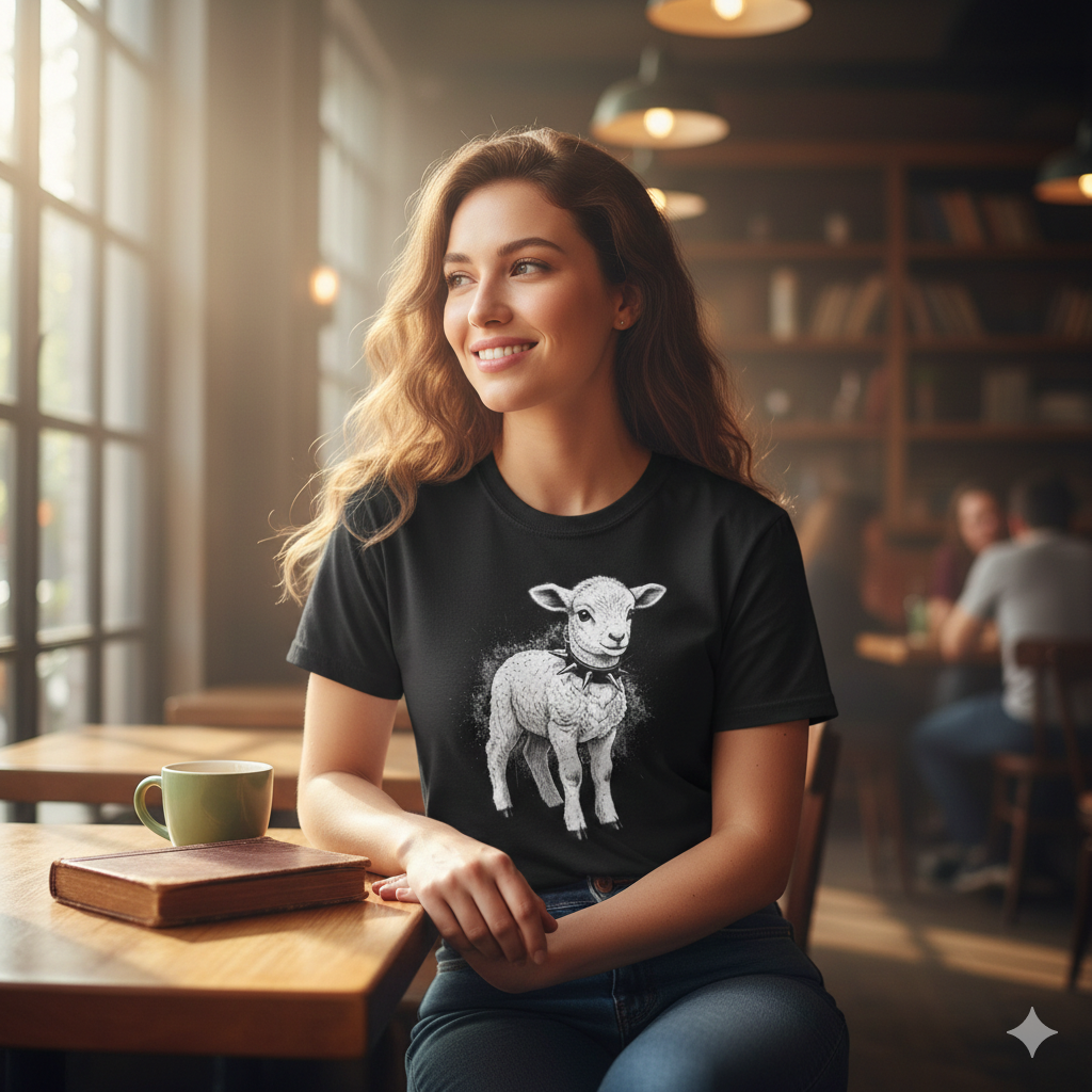 80s Punk Rock Lamb Illustration Tee — Vintage Baby Sheep Graphic T-Shirt