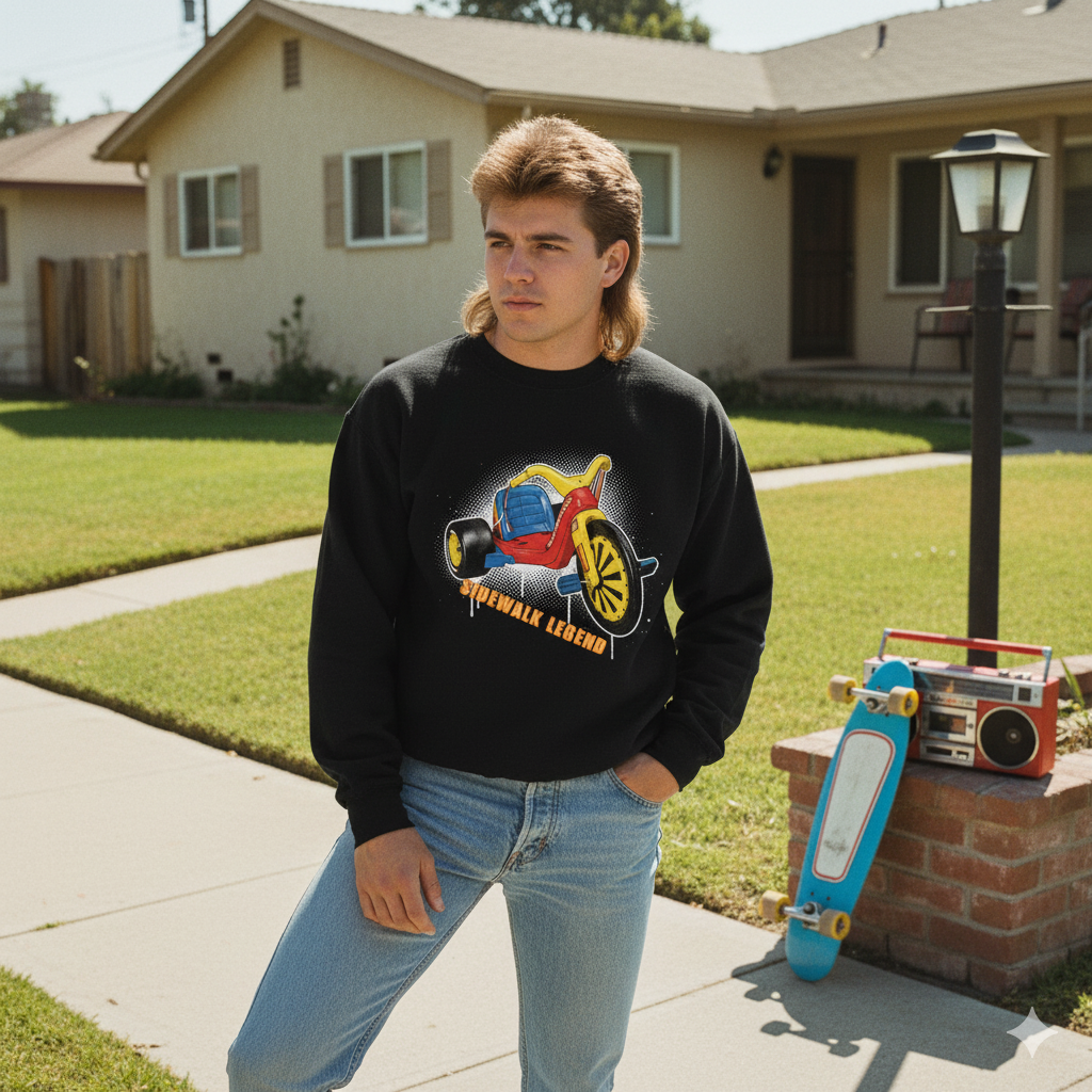 Big Wheel Tricycle Illustration Sweatshirt | Retro 80s Kid Certified