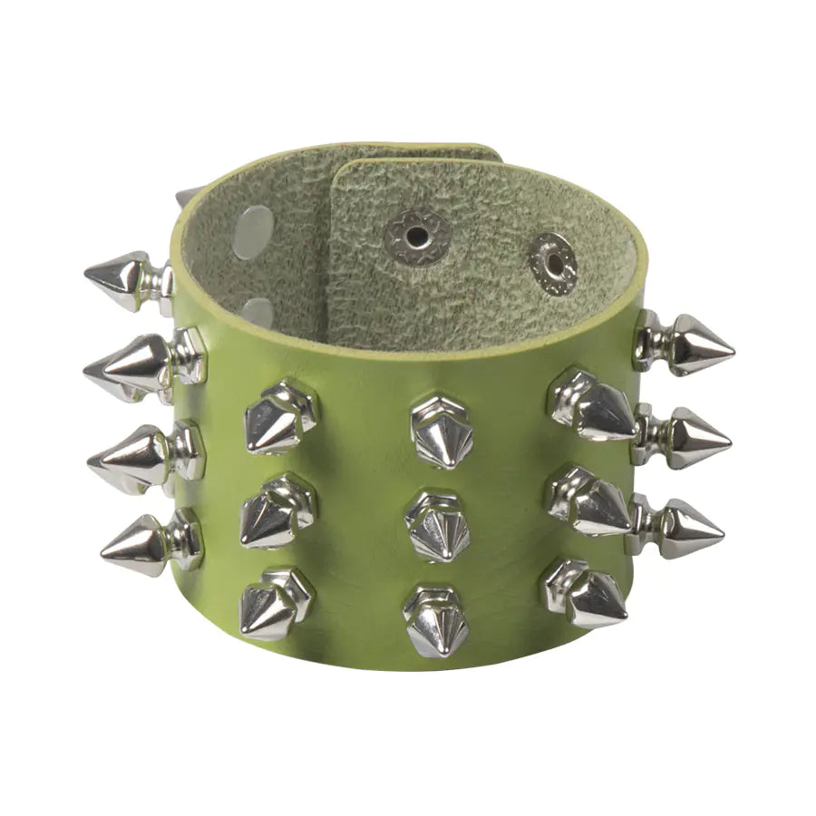 Gothic Leather Bracelet with Punk Rivet Design