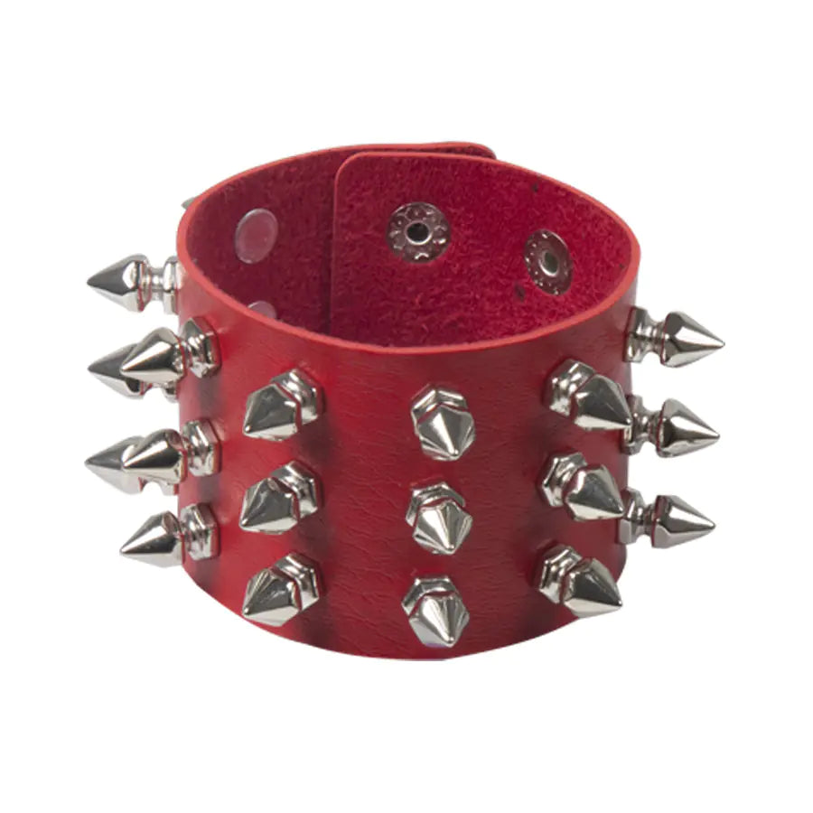 Gothic Leather Bracelet with Punk Rivet Design
