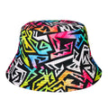 Retro 80s or 90s Geometric Print Bucket Hat for Men Women Trendy Print Packable Summer Travel Beach Sun Hat Fisherman Hat Caps