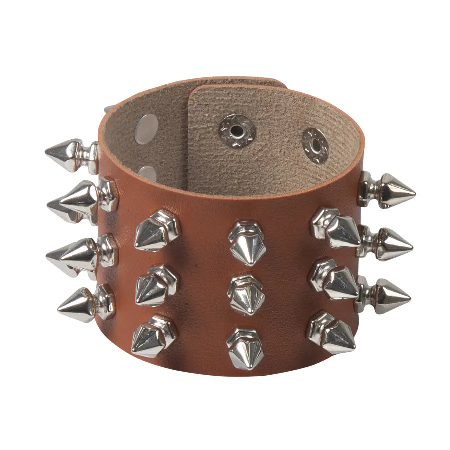 Gothic Leather Bracelet with Punk Rivet Design