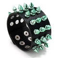 Three-Row Colorful Spike Punk Leather Bracelet