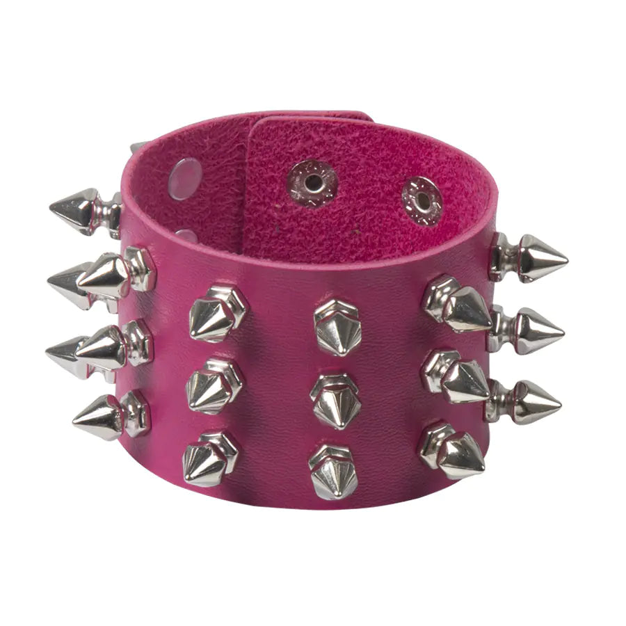 Gothic Leather Bracelet with Punk Rivet Design