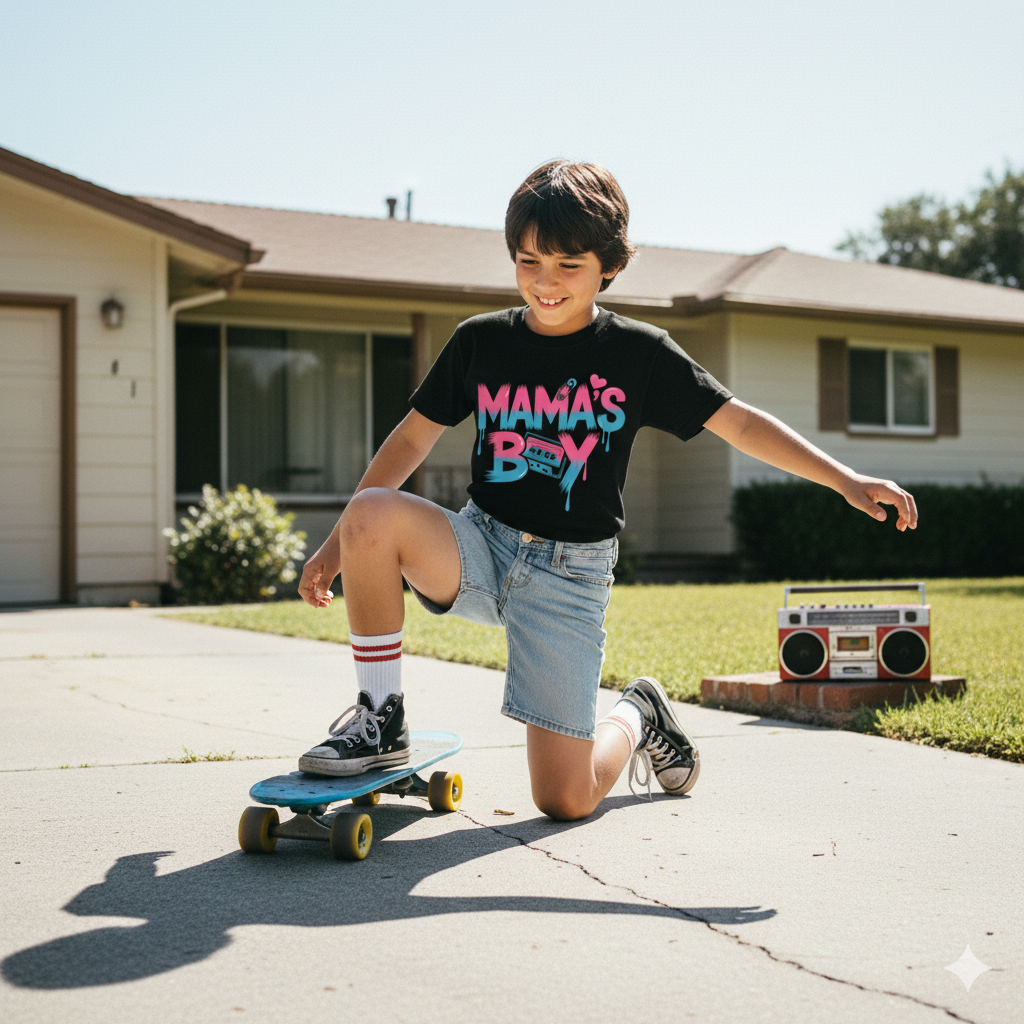 Youth Hoodie — "Mama's Boy" Colorful Drip Graphic Sweatshirt 80s Retro Style