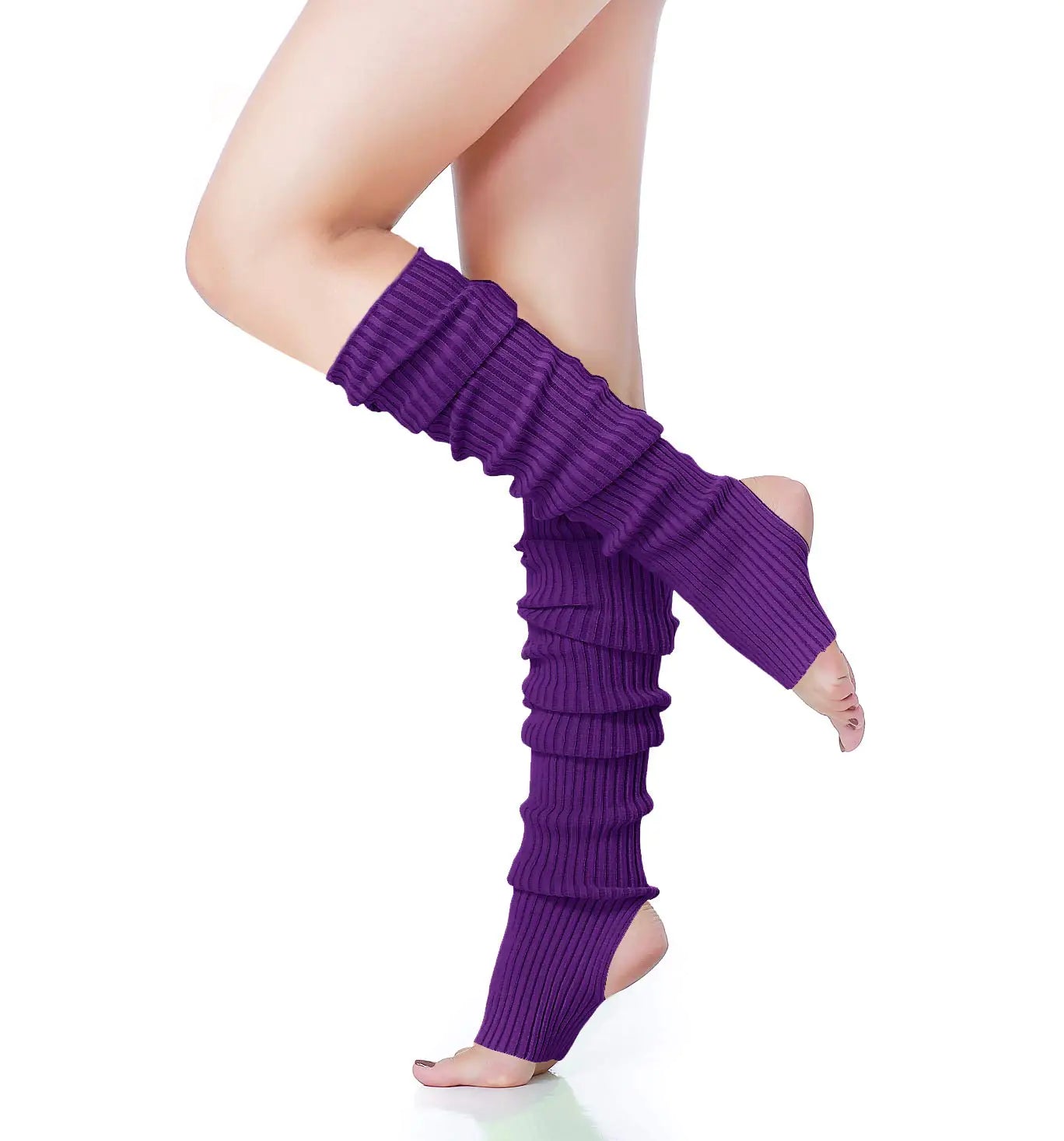 v28 Women’s Neon Knit Leg Warmer for 80s Party Dance Sports Yoga (61-Bripurple)
