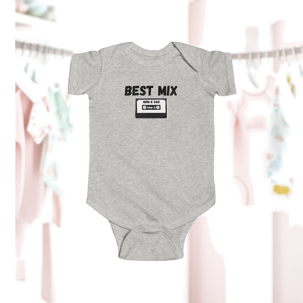 Baby Bodysuit — "Best Mix Mom and Dad" Cassette Retro Infant Onesie
