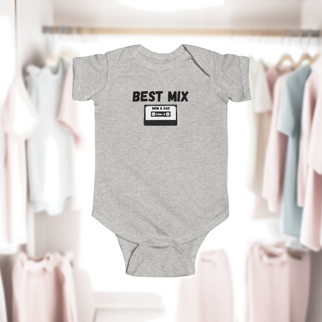 Baby Bodysuit — "Best Mix Mom and Dad" Cassette Retro Infant Onesie
