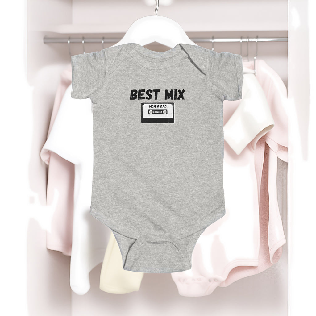 Baby Bodysuit — "Best Mix Mom and Dad" Cassette Retro Infant Onesie