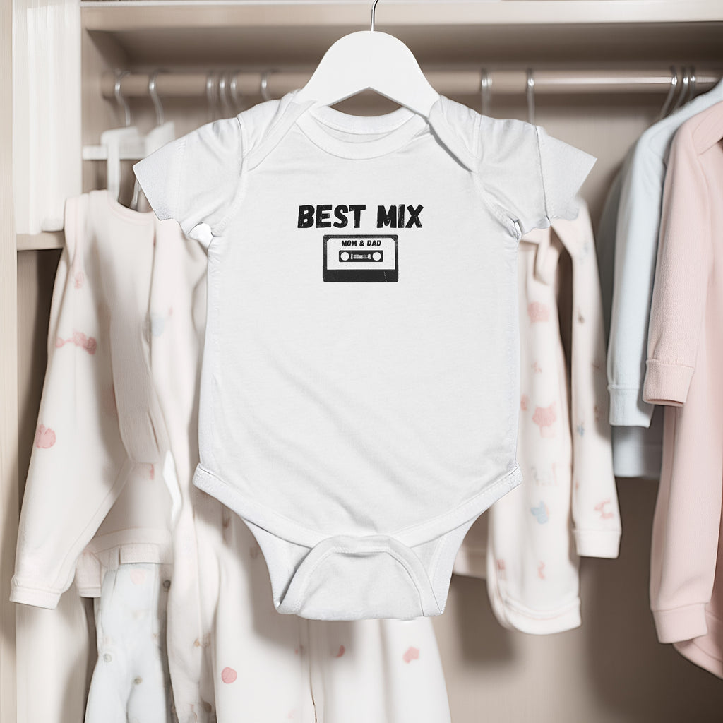 Baby Bodysuit — "Best Mix Mom and Dad" Cassette Retro Infant Onesie