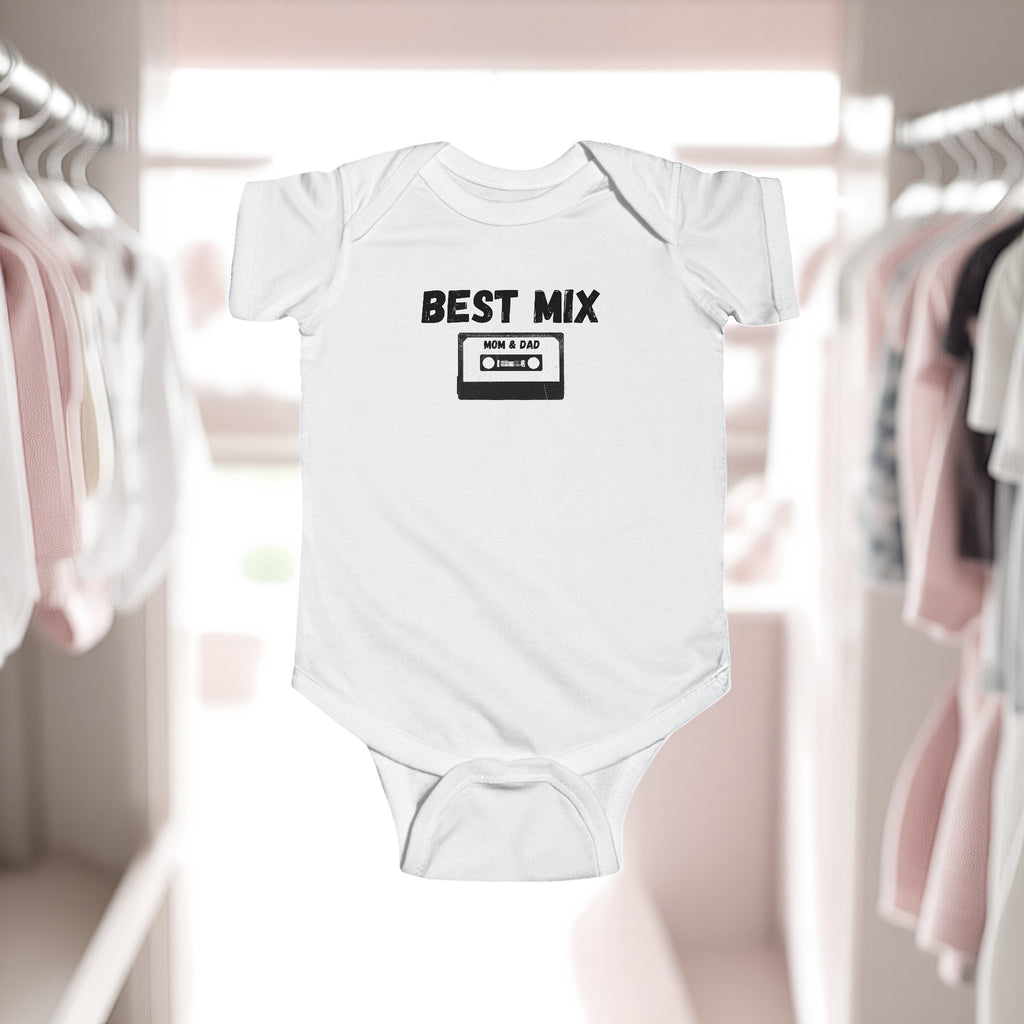 Baby Bodysuit — "Best Mix Mom and Dad" Cassette Retro Infant Onesie