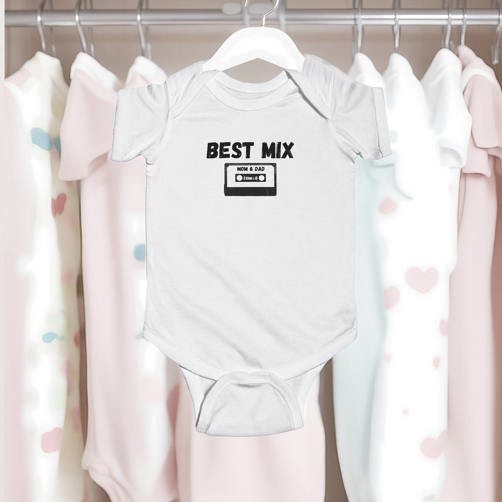 Baby Bodysuit — "Best Mix Mom and Dad" Cassette Retro Infant Onesie