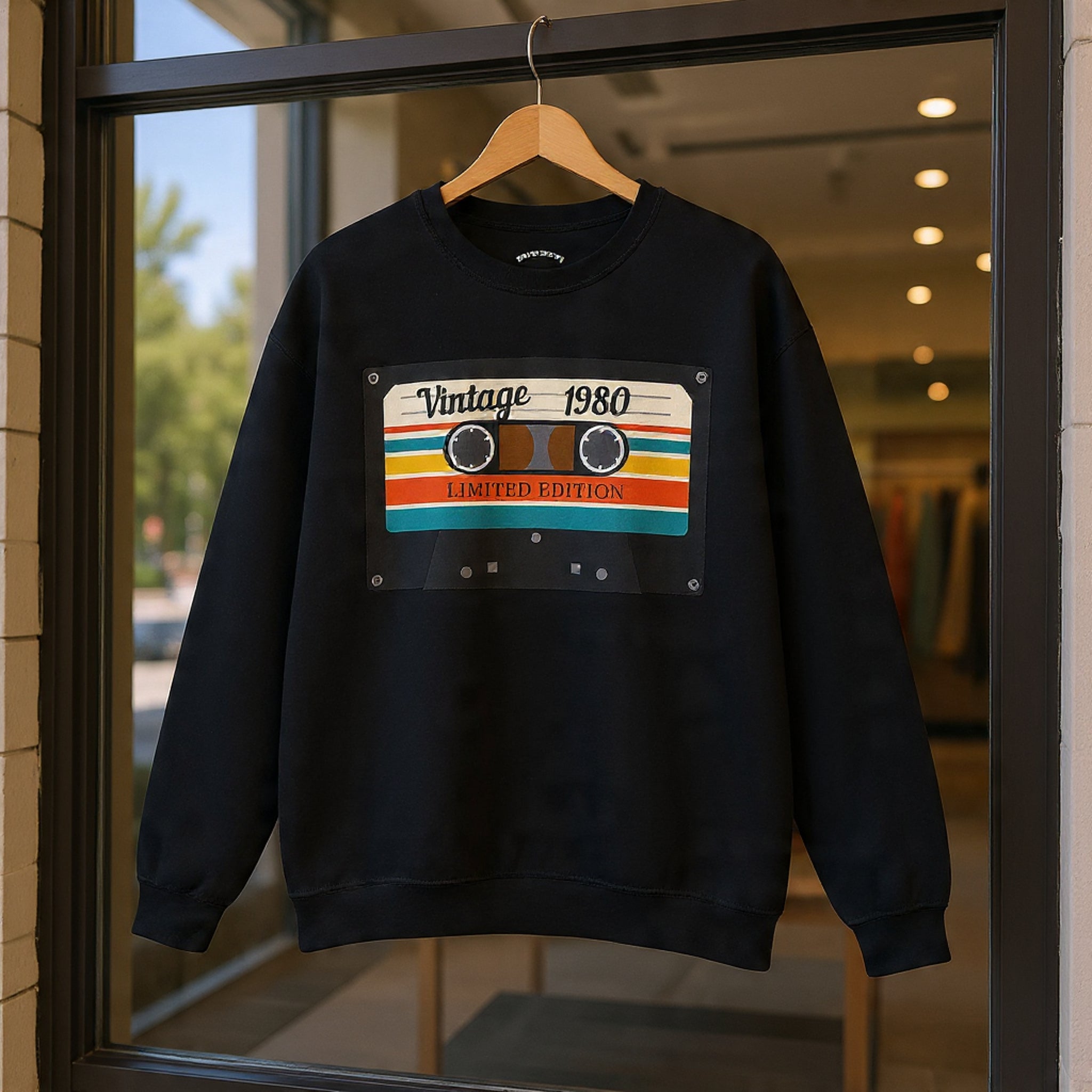Vintage 1980 Cassette Sweatshirt — Retro Limited Edition Crewneck