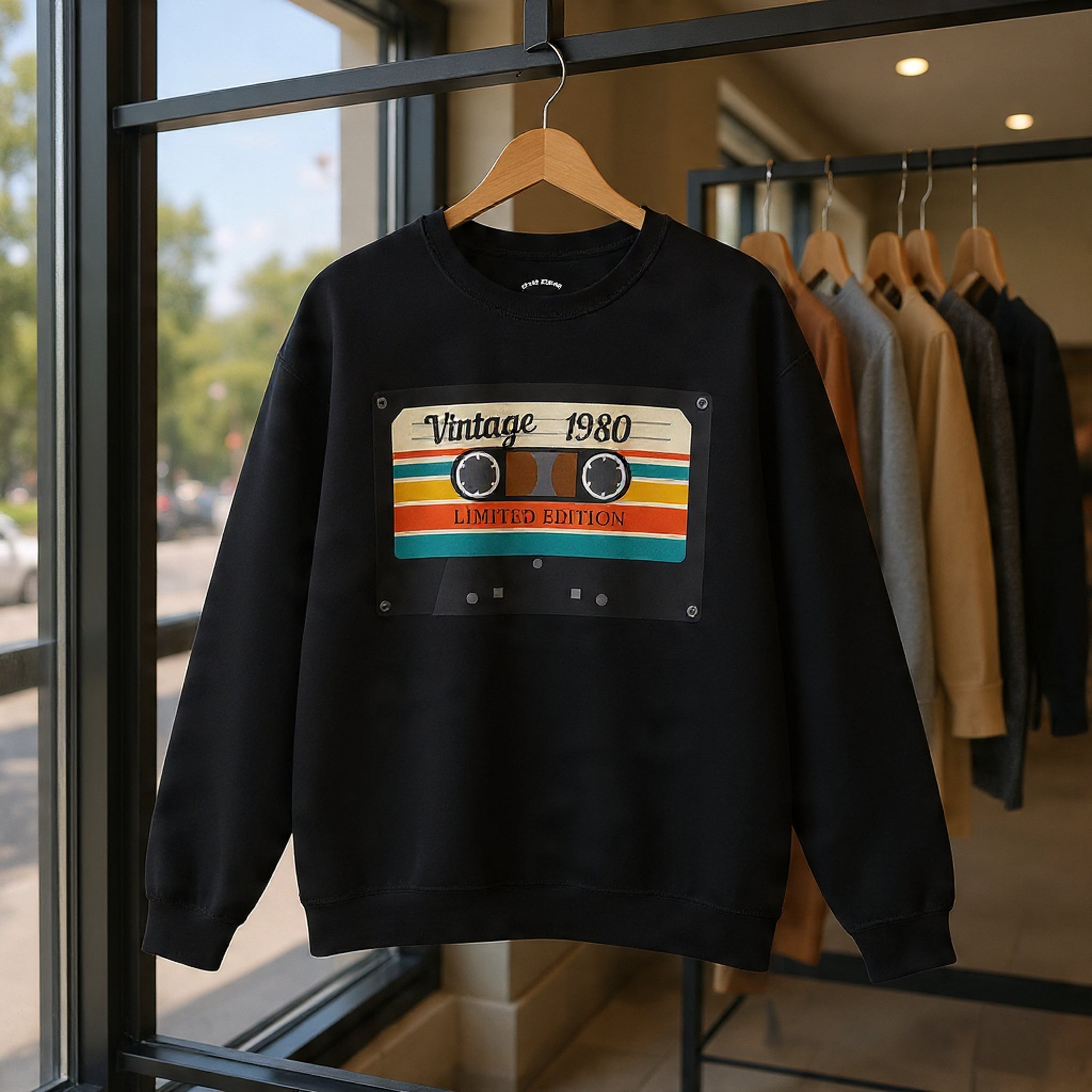 Vintage 1980 Cassette Sweatshirt — Retro Limited Edition Crewneck