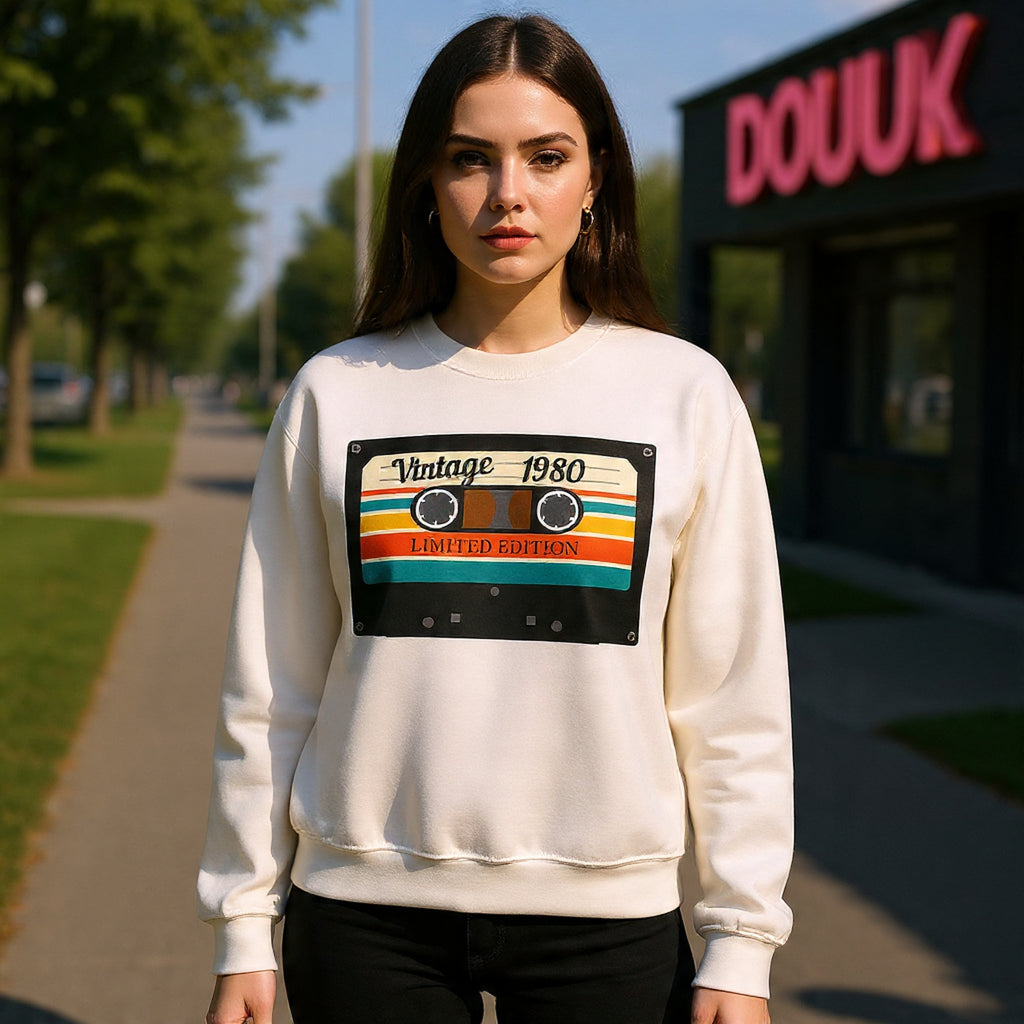 Vintage 1980 Cassette Sweatshirt — Retro Limited Edition Crewneck