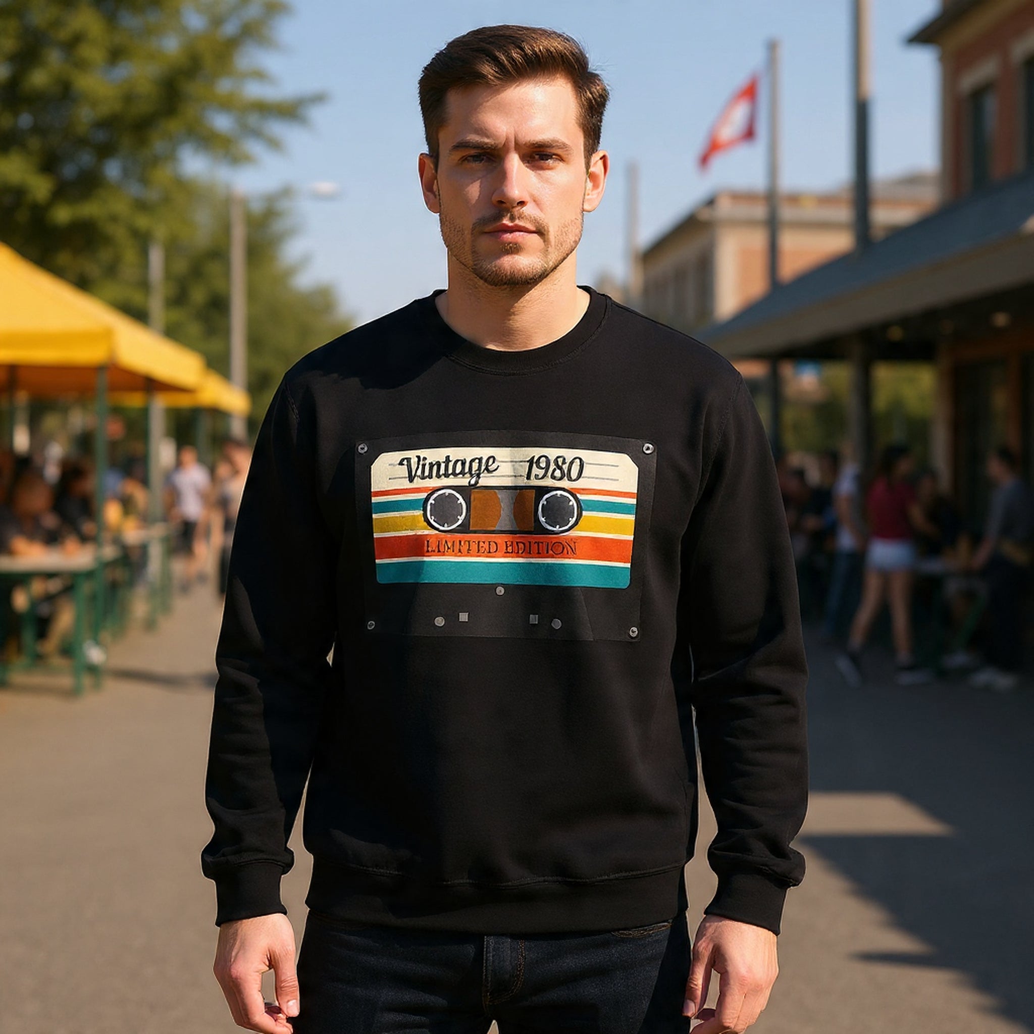 Vintage 1980 Cassette Sweatshirt — Retro Limited Edition Crewneck
