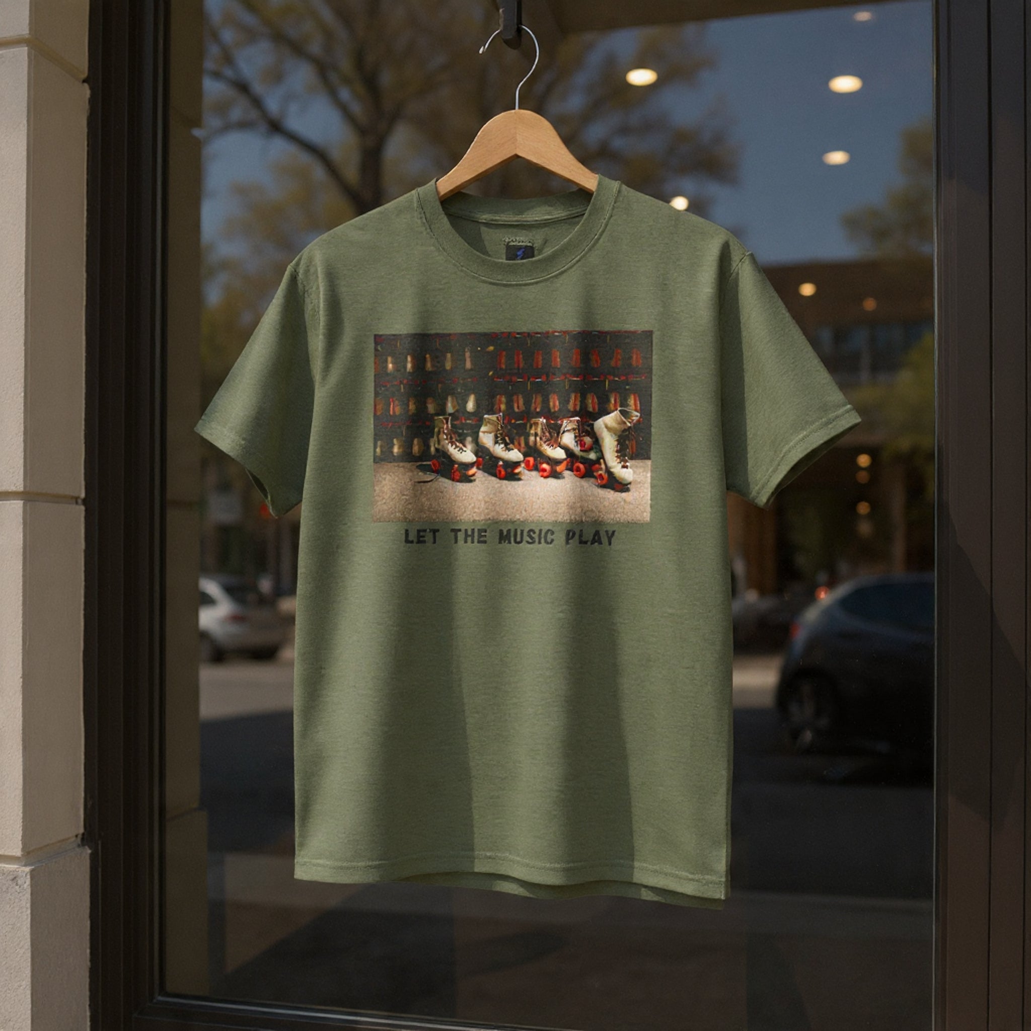 Let The Music Play Tee — Retro Roller Skates Graphic T‑Shirt