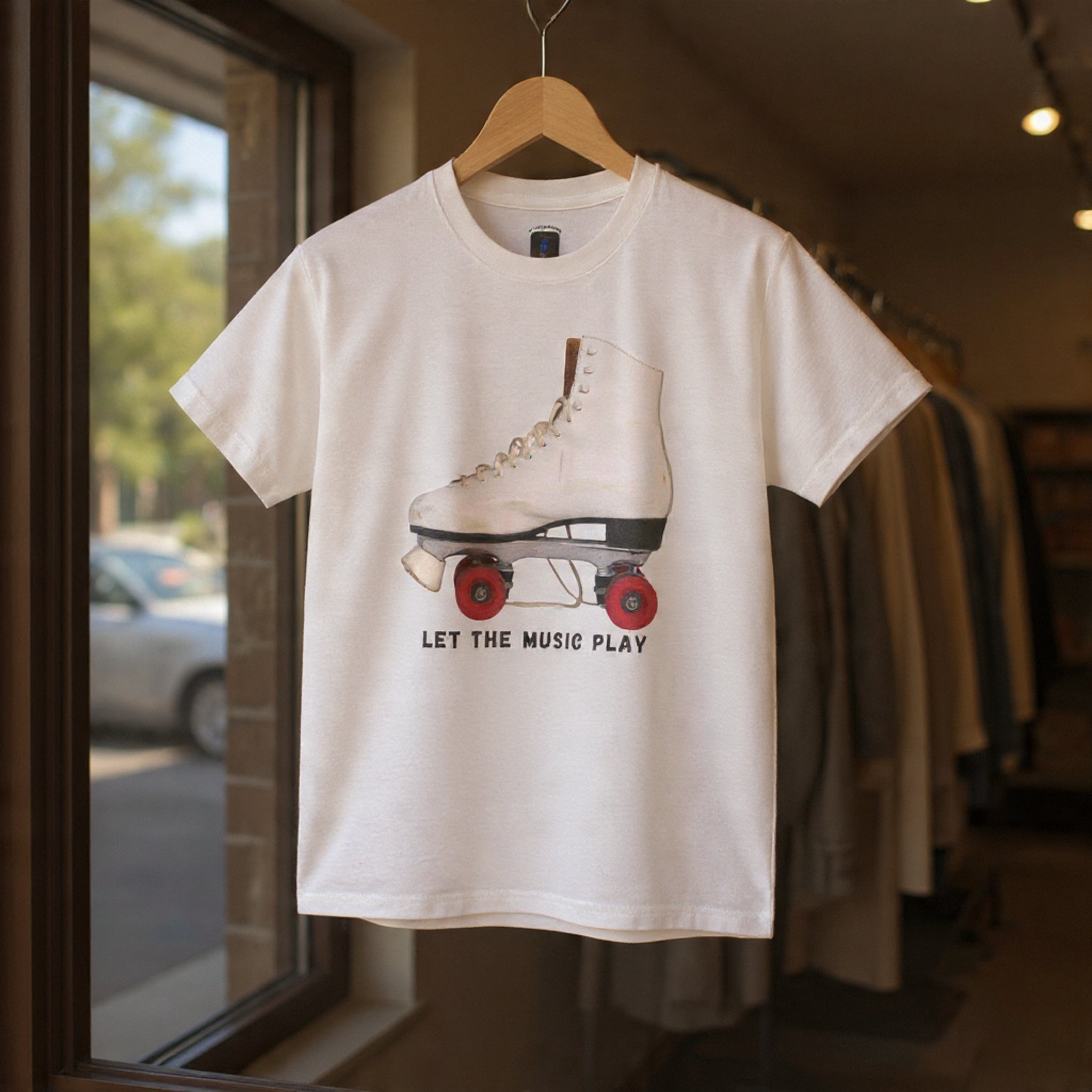 Roller Skate Tee — "Let the Music Play" Graphic T-Shirt