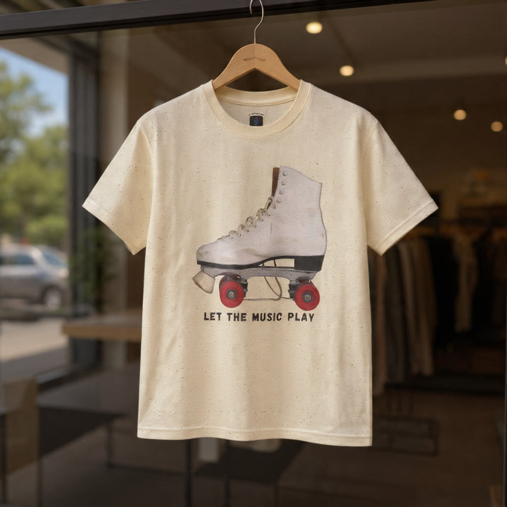 Roller Skate Tee — "Let the Music Play" Graphic T-Shirt