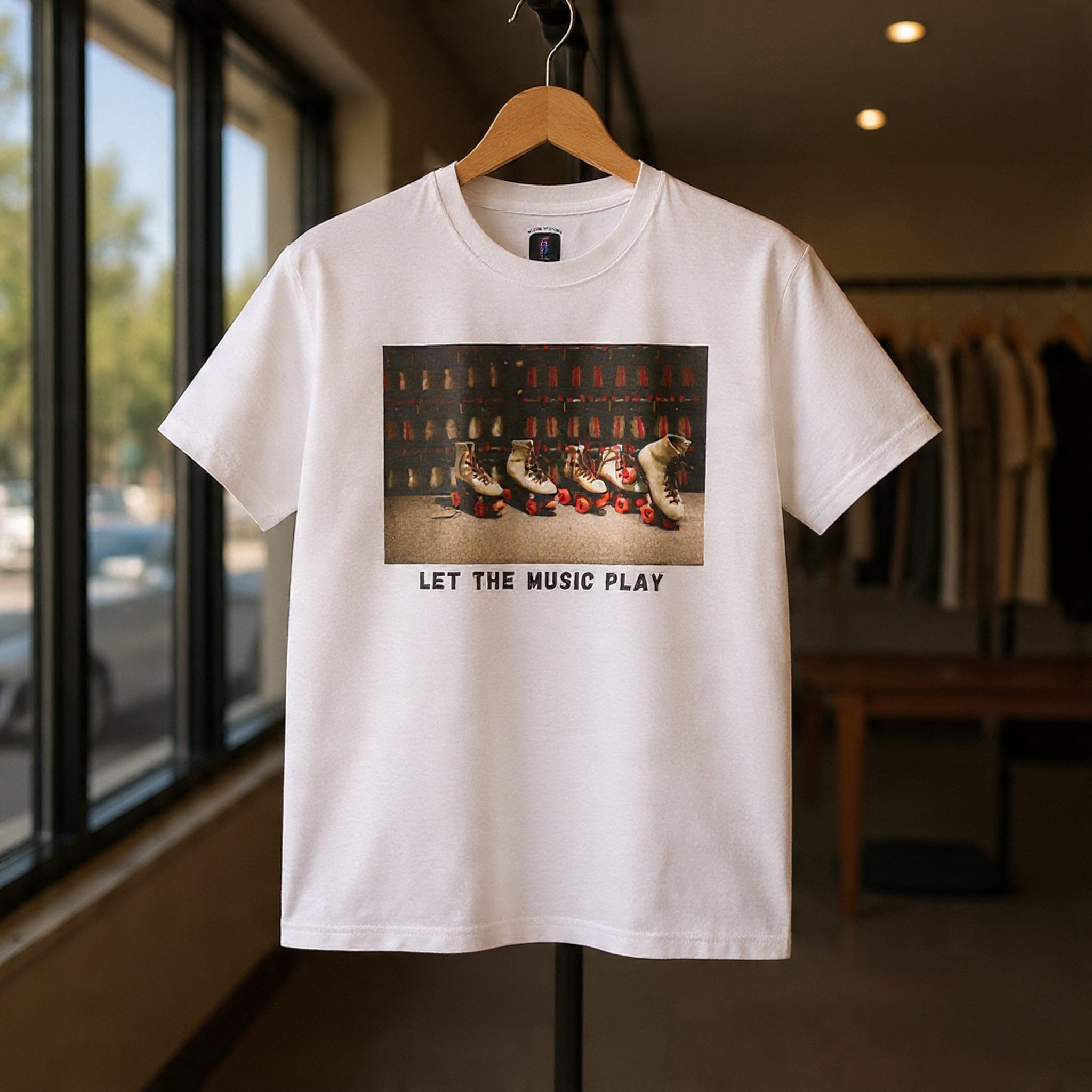 Let The Music Play Tee — Retro Roller Skates Graphic T‑Shirt