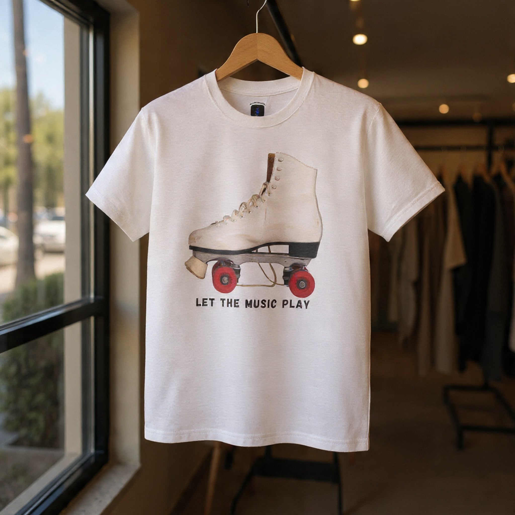 Roller Skate Tee — "Let the Music Play" Graphic T-Shirt