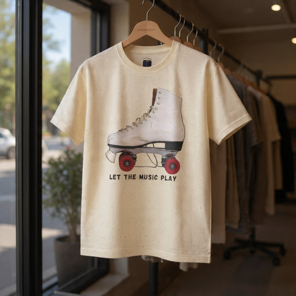 Roller Skate Tee — "Let the Music Play" Graphic T-Shirt