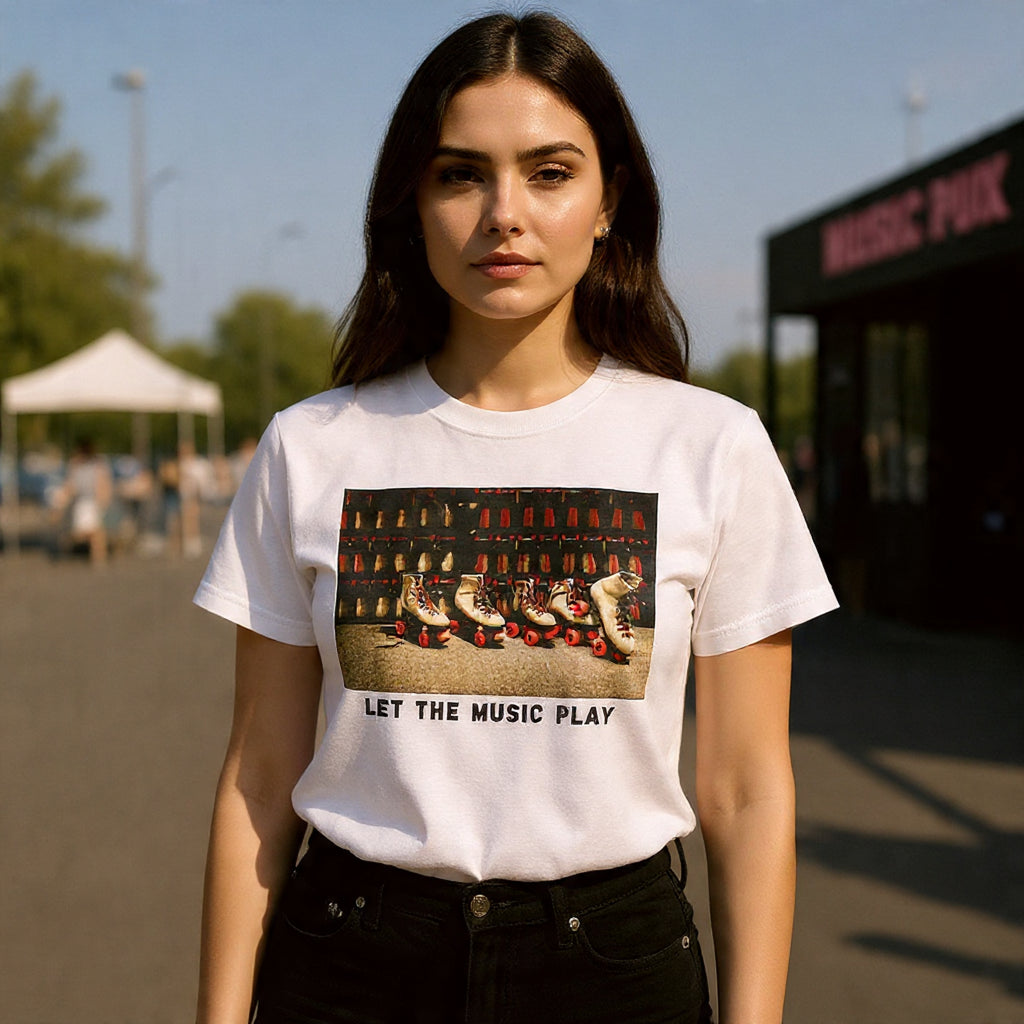 Let The Music Play Tee — Retro Roller Skates Graphic T‑Shirt