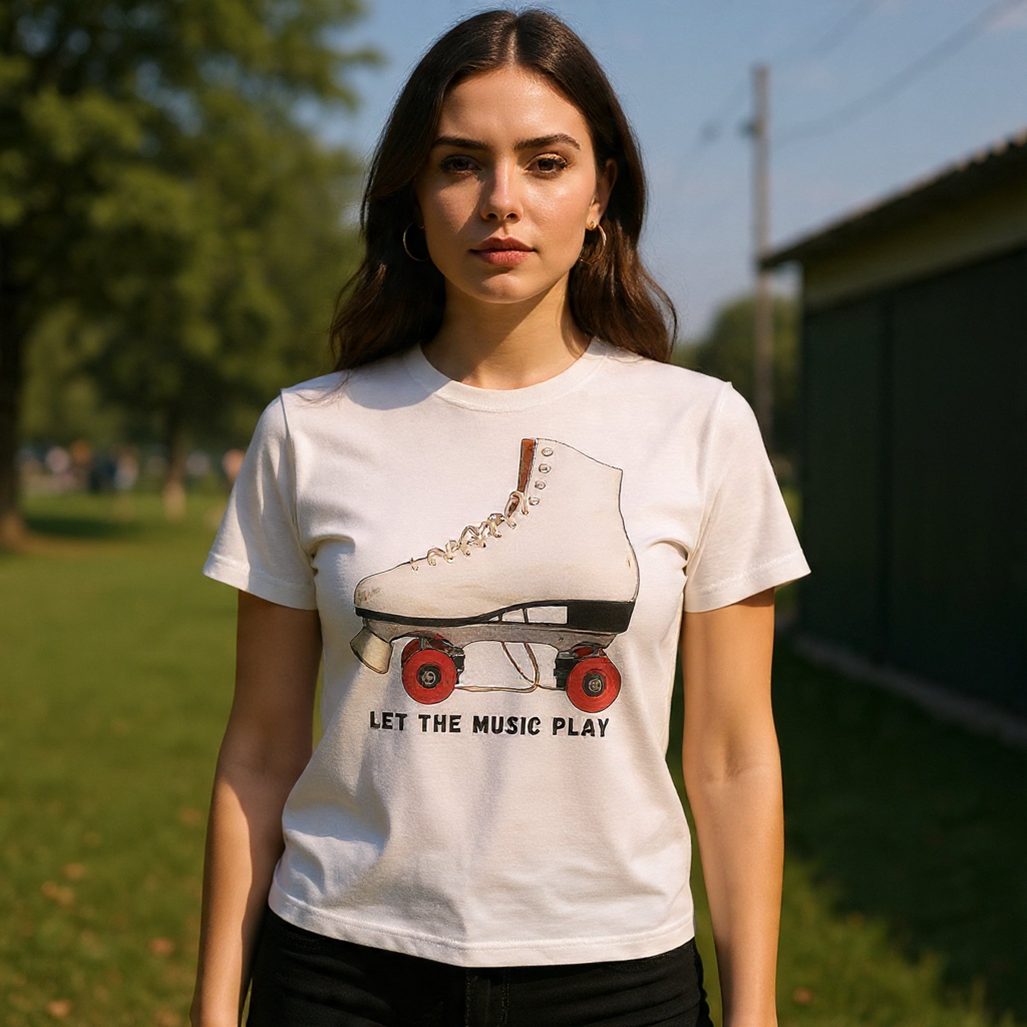 Roller Skate Tee — "Let the Music Play" Graphic T-Shirt