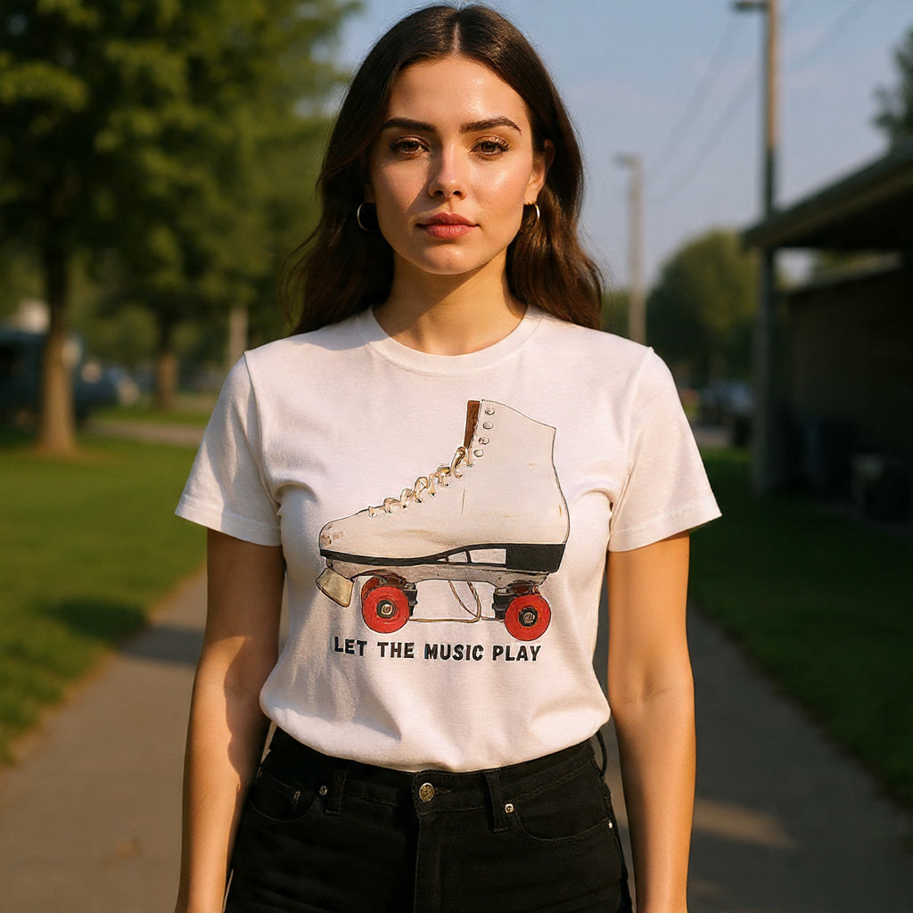 Roller Skate Tee — "Let the Music Play" Graphic T-Shirt