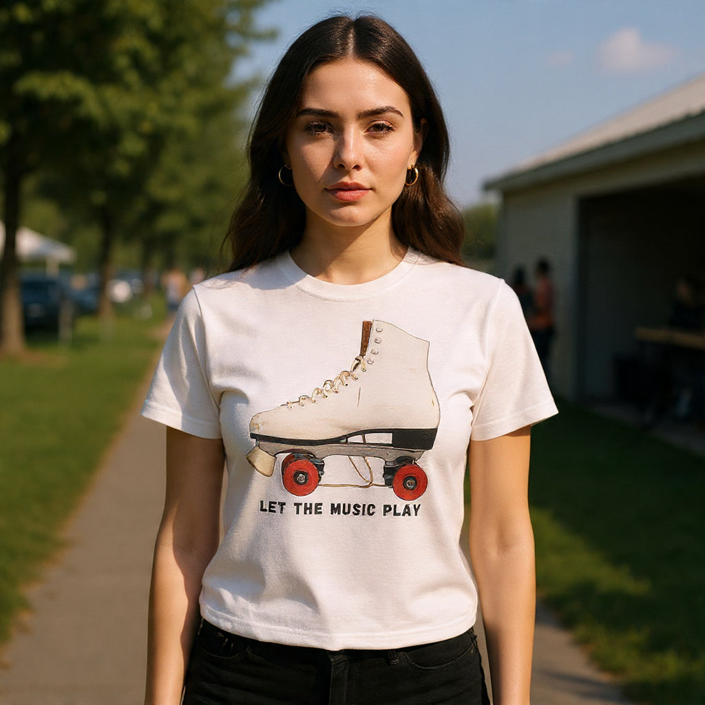 Roller Skate Tee — "Let the Music Play" Graphic T-Shirt