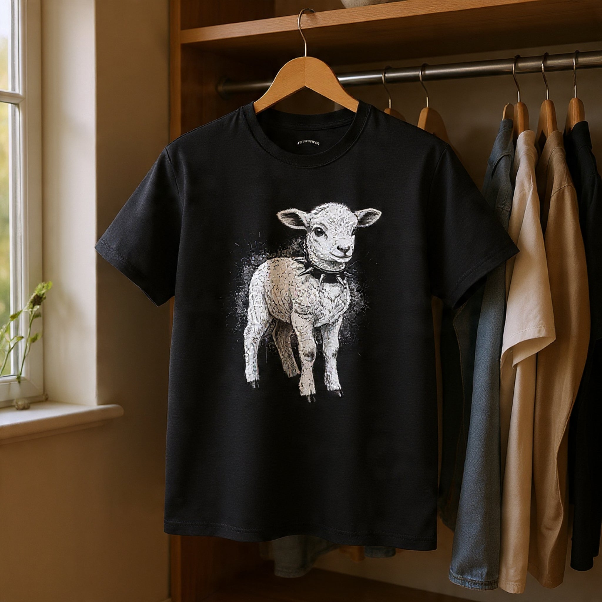 80s Punk Rock Lamb Illustration Tee — Vintage Baby Sheep Graphic T-Shirt